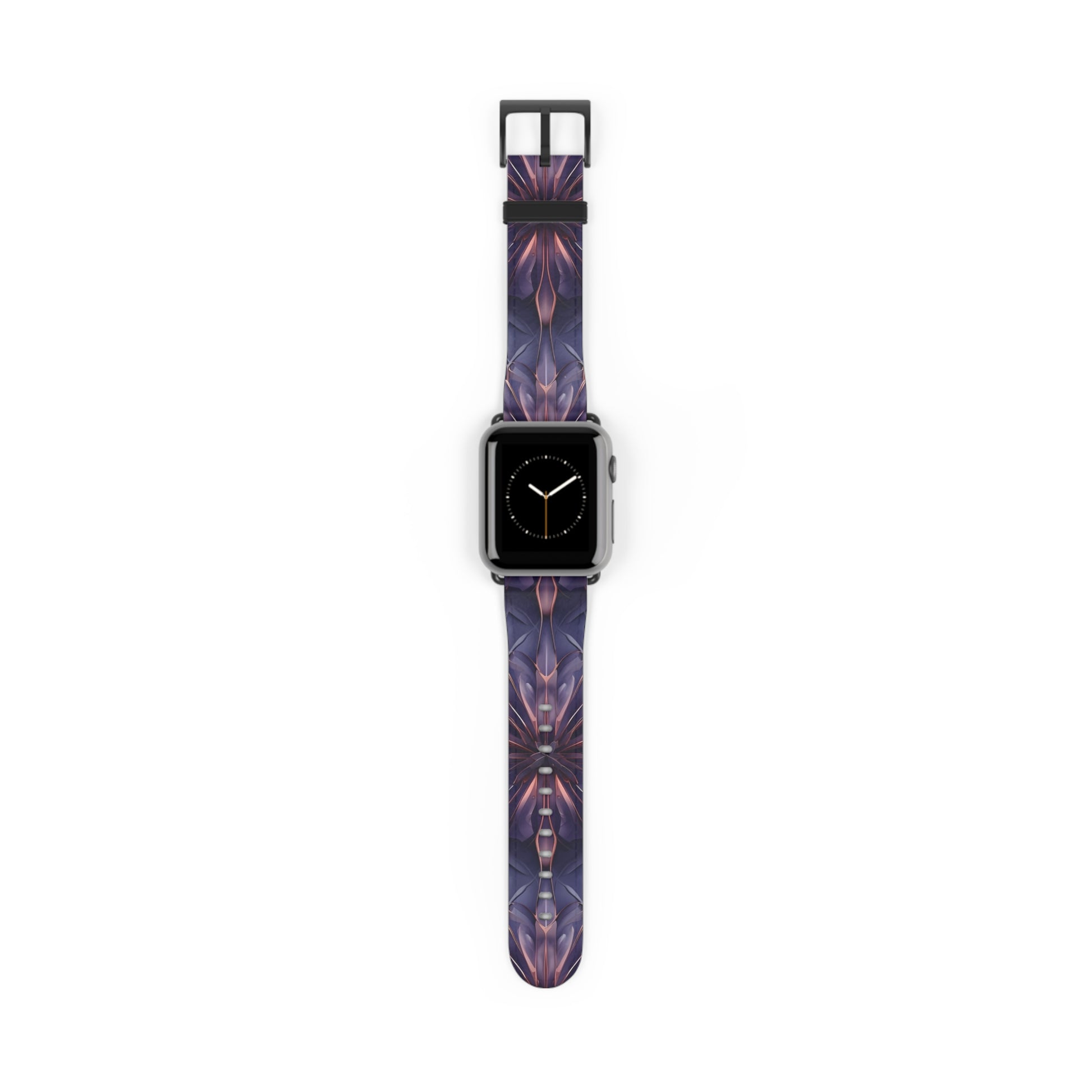 Twilight Tapestry Apple Watch band featuring intricate geometric tapestry-style pattern in deep purple and twilight tones