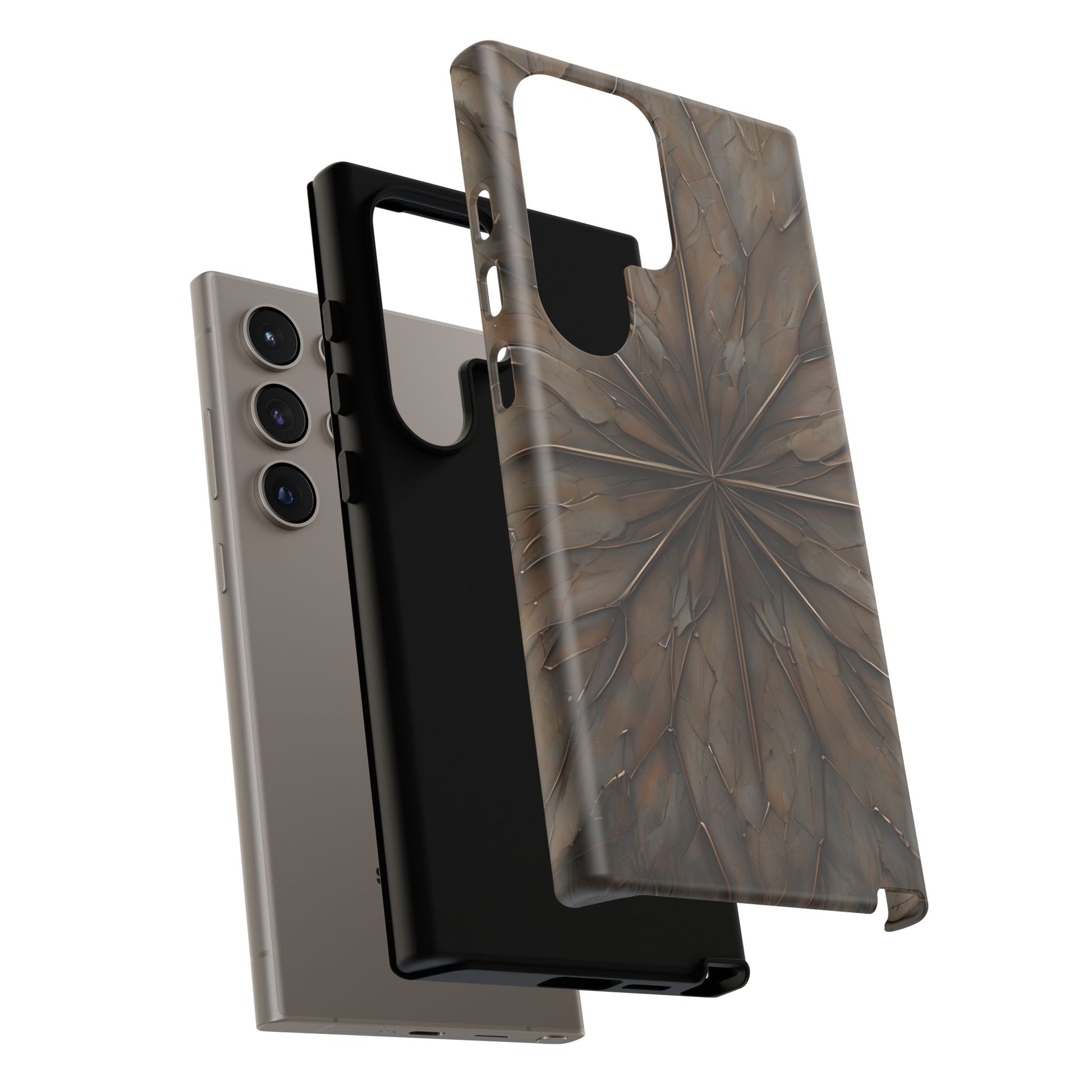 Earthstone Mandala - Kaleidoscope Collection Artistic Taupe Burst - Samsung Galaxy S24 Ultra Tough Phone Case