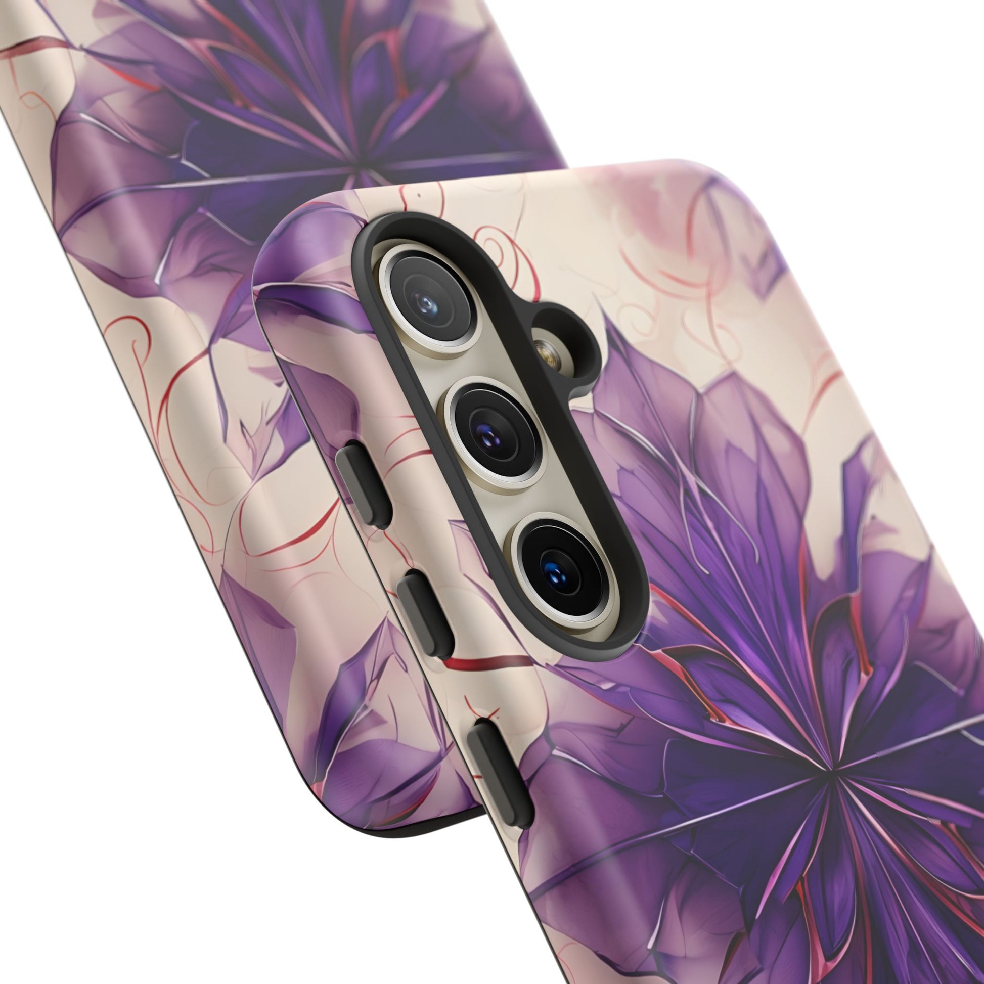 Violet Reverie - Kaleidoscope Collection Artistic Floral Burst - Samsung Galaxy S24 Tough Phone Case - Bold Purple Symmetrical Design