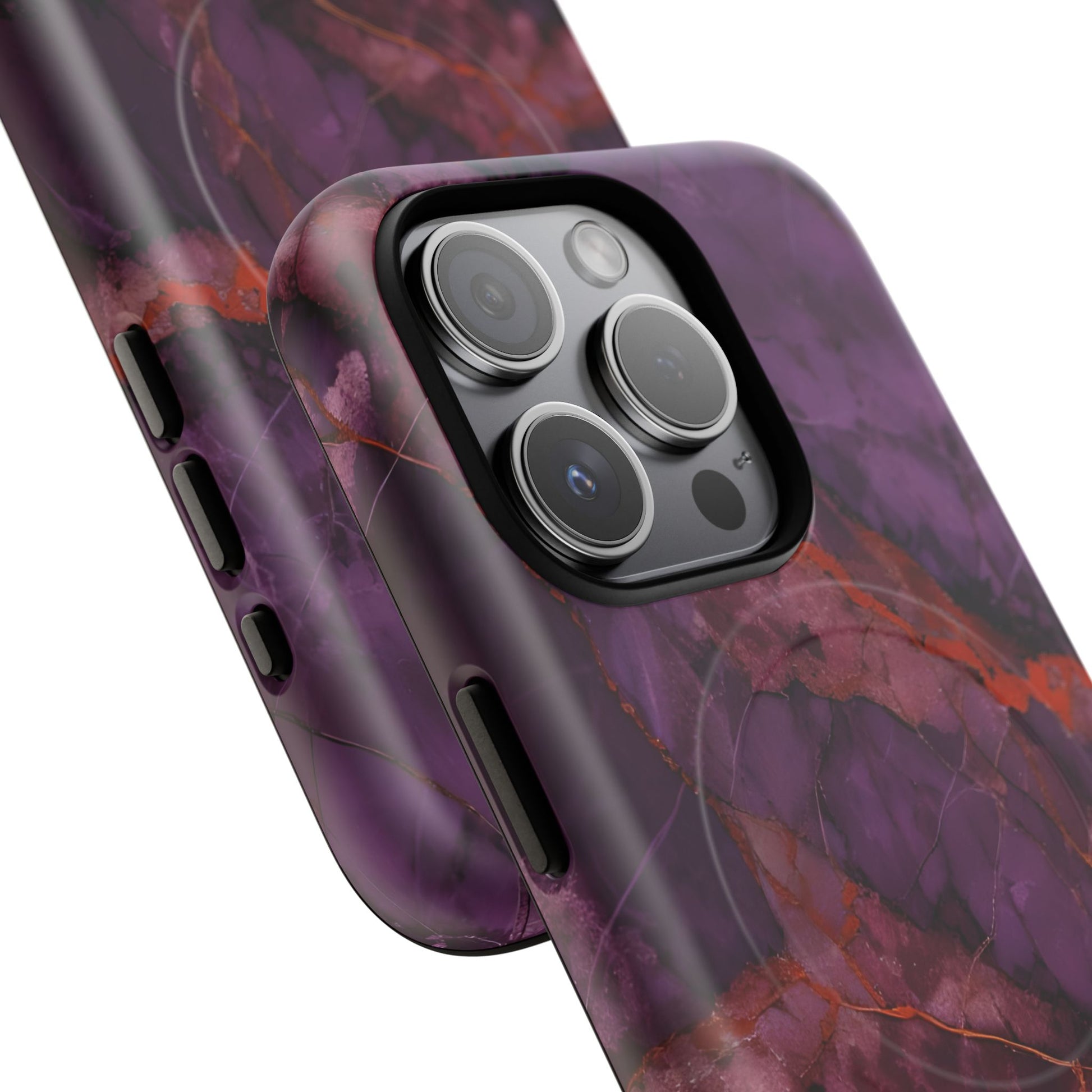 Amethyst Current - Kaleidoscope Collection Artistic Floral Burst - iPhone 15 Pro MagSafe Phone Case - Bold Purple Symmetrical Design