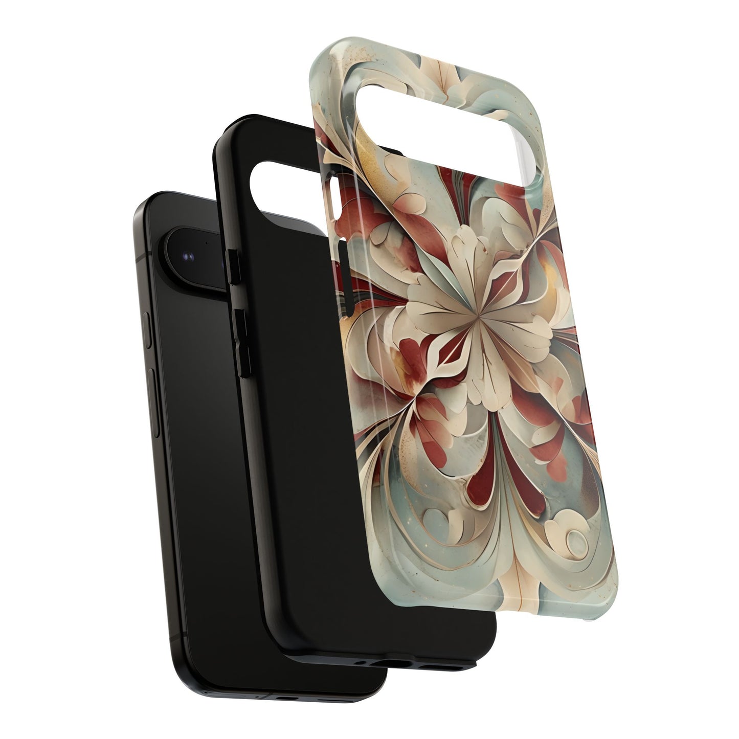 Vintage Baroque Blossom - Ornate Floral Art Google Pixel Tough Phone Case - Elegant Baroque-Inspired Design