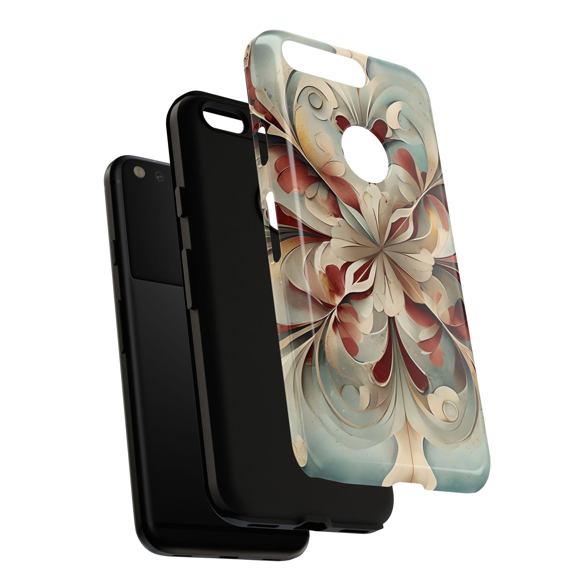 Vintage Baroque Blossom - Ornate Floral Art Google Pixel Tough Phone Case - Elegant Baroque-Inspired Design