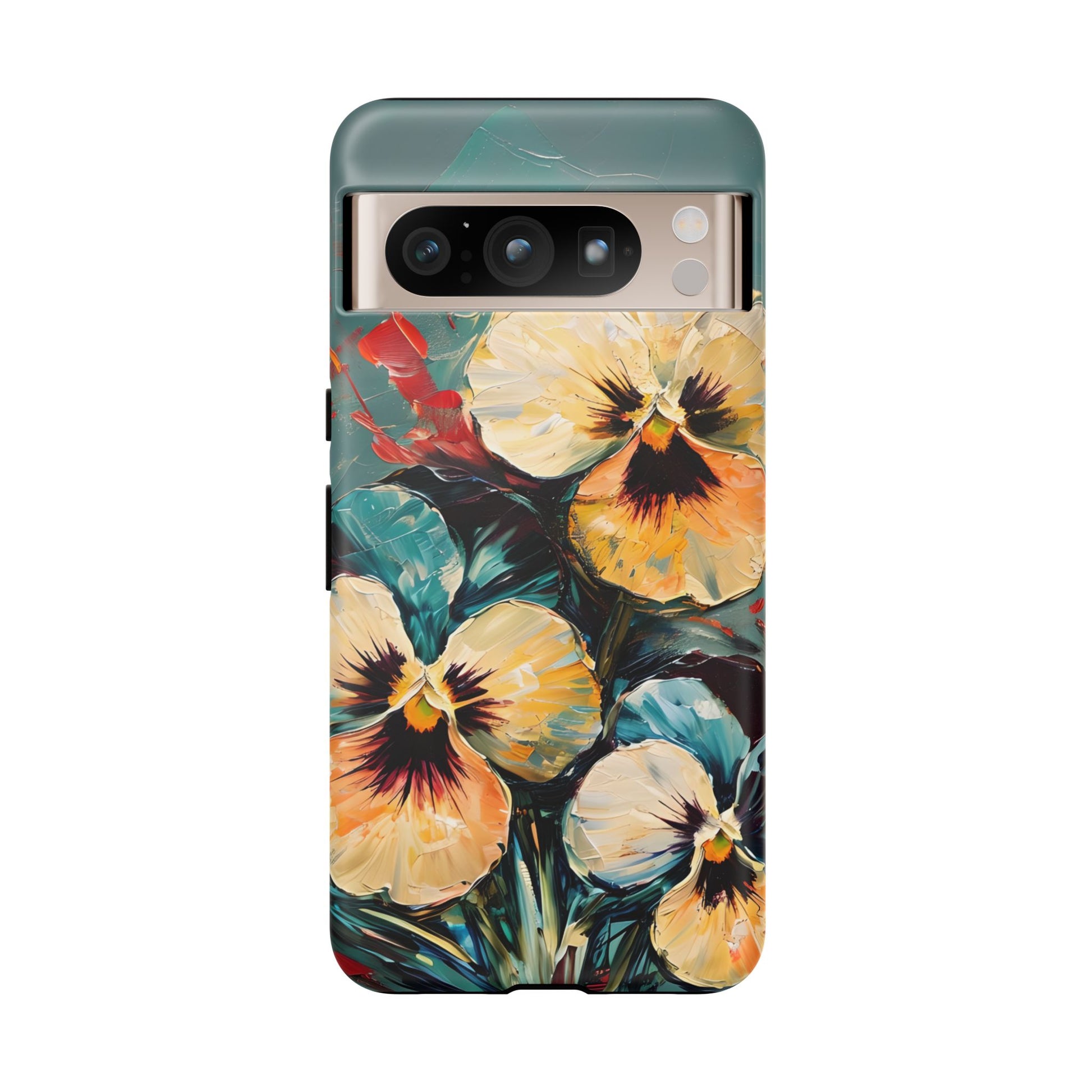Golden Pansy Cascade Tough Case for Google Pixel 8 Pro - Floral Artistic Shockproof Cover, Elegant Protective Phone Case