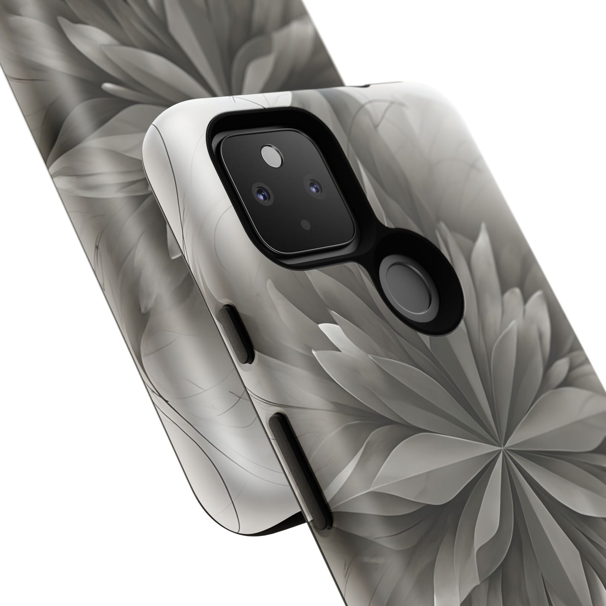 Silver Lotus - Elegant Monochrome Floral Google Pixel 4a 5G Tough Phone Case - Modern Lotus Design