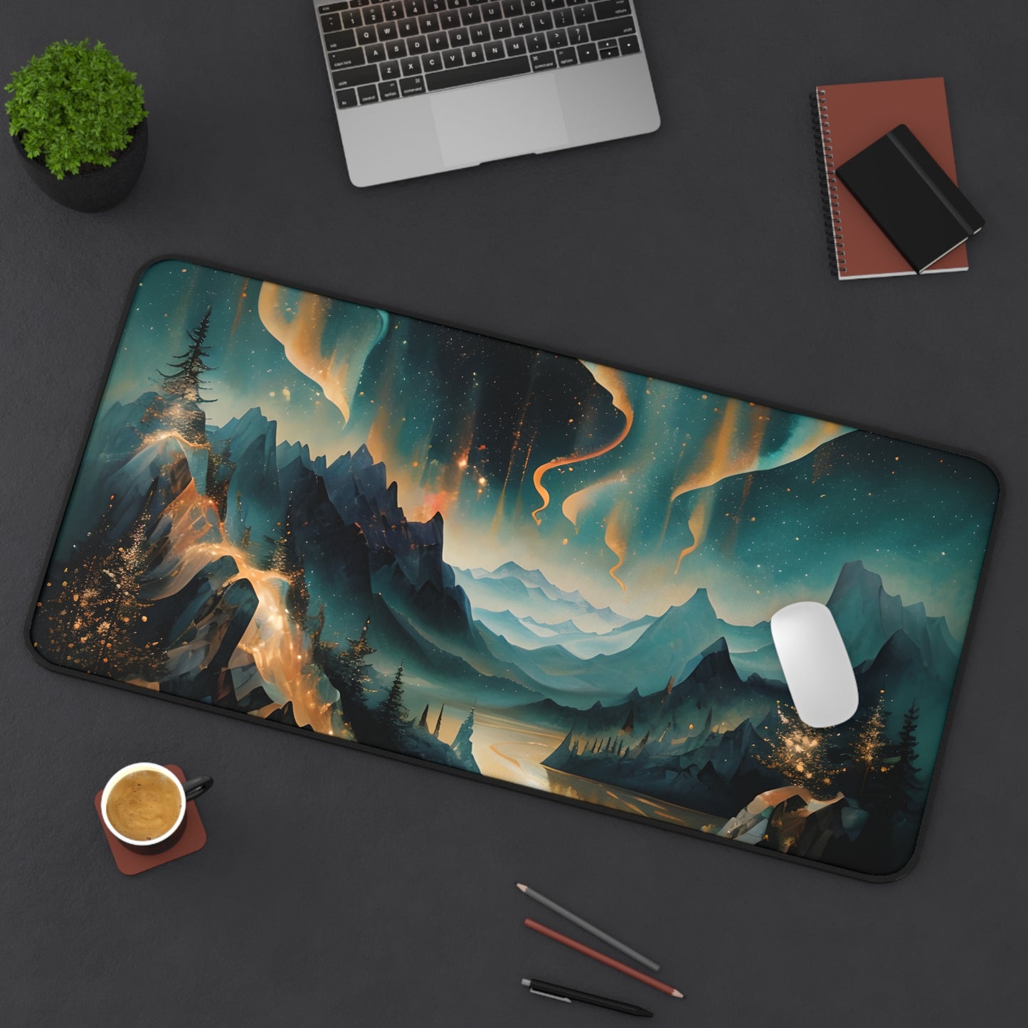 Aurora Dreamscape Designer Desk Mat - Premium Office Desk Pad, 3 Sizes Available, Artistic Workspace Protection