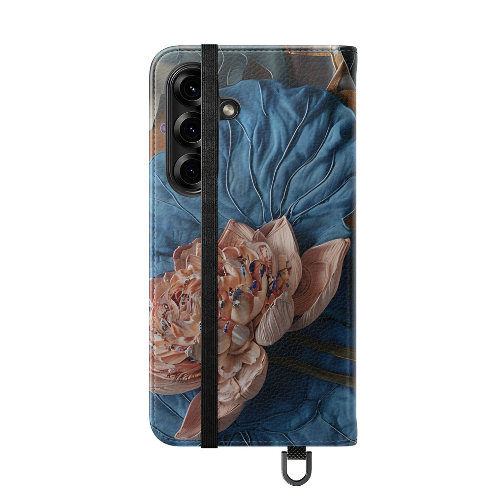 Peony Midnight Tapestry Wallet Phone Case - Flip Cover for Samsung Galaxy S25 - Floral and Tapestry Design