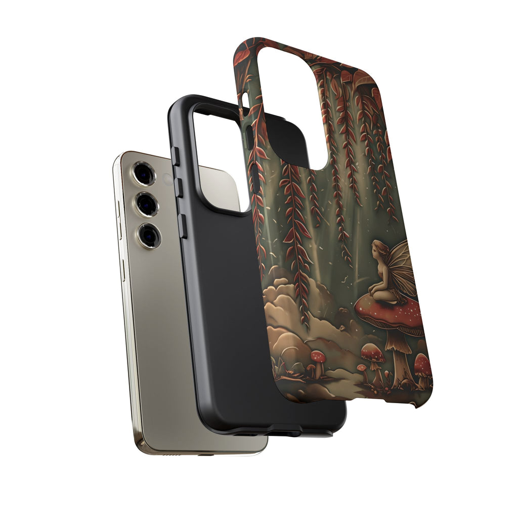 Willow Whisper - Tranquil Nature Art Samsung Galaxy S23 Tough Phone Case - Serene Willow Tree & Meditative Figure Design