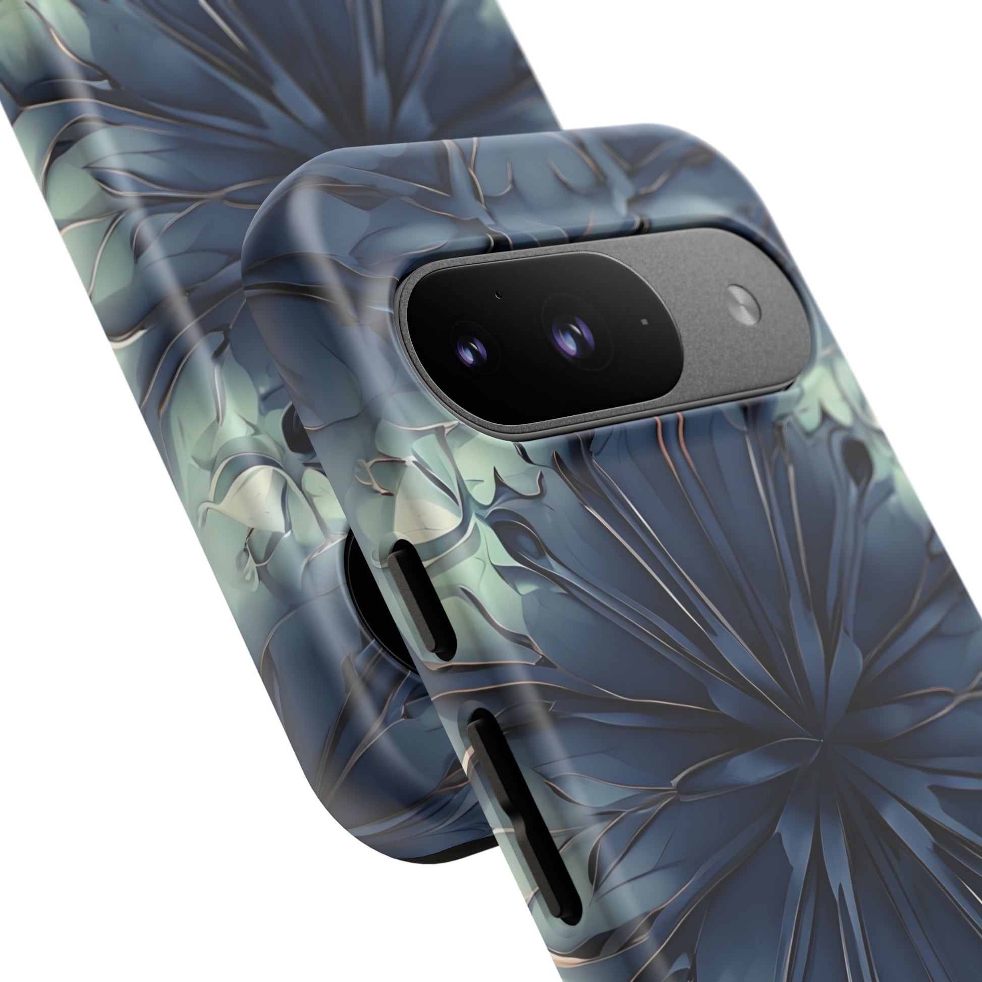 Indigo Mosaic - Artistic Kaleidoscope Collection Artistic Floral - Google Pixel 9 Tough Phone Case - Bold Blue Symmetrical Design