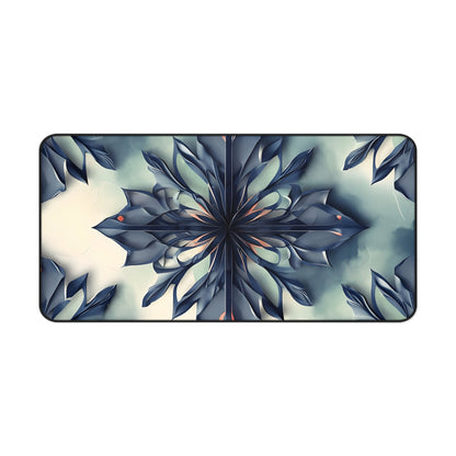 Frosted Indigo Bloom Desk Mat - Premium Office Desk Pad, 3 Sizes Available, Artistic Workspace Protection