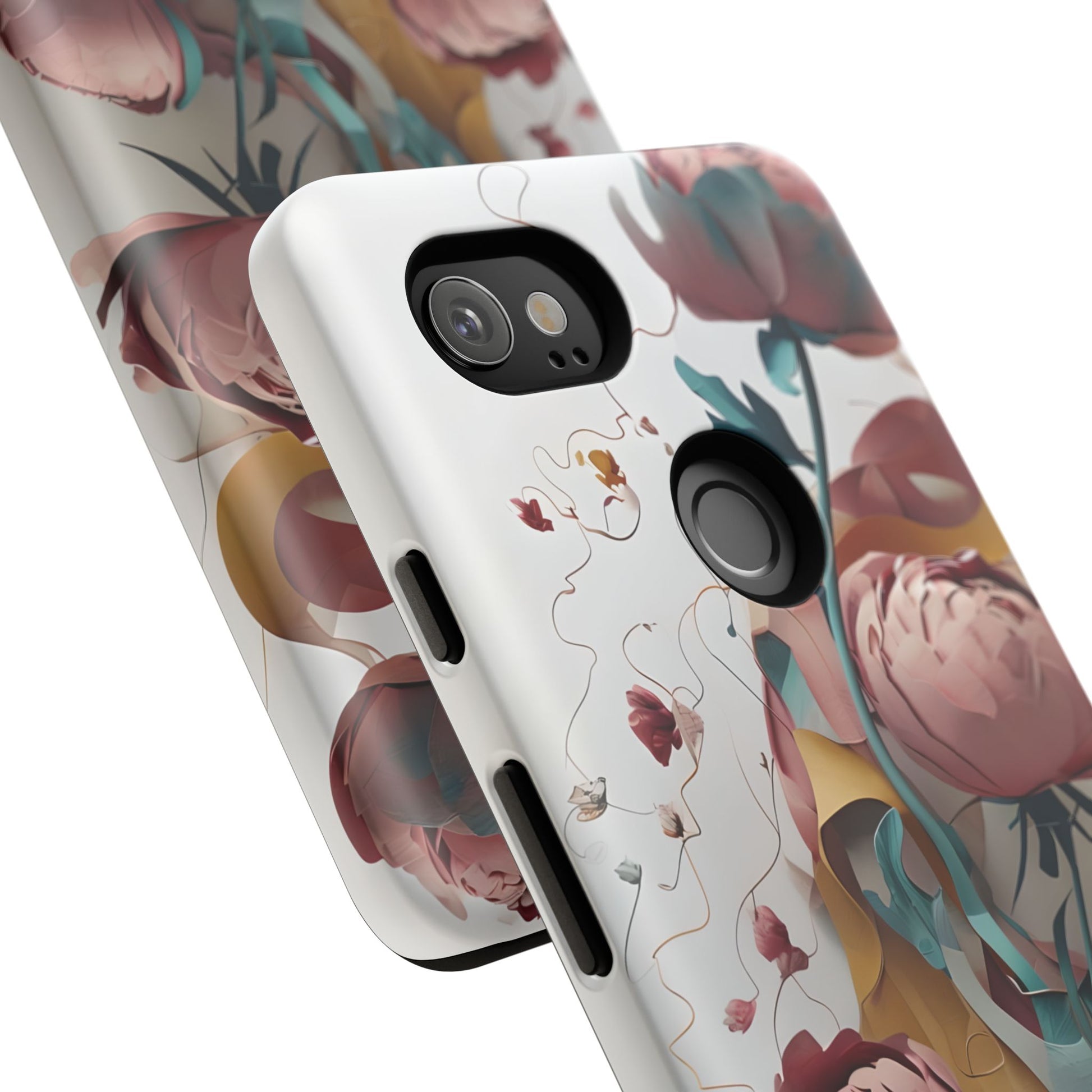 Blushing Peony Veil - Elegant Painterly Floral Google Pixel 2XL Tough Phone Case - Soft Blush & Teal Peony Design