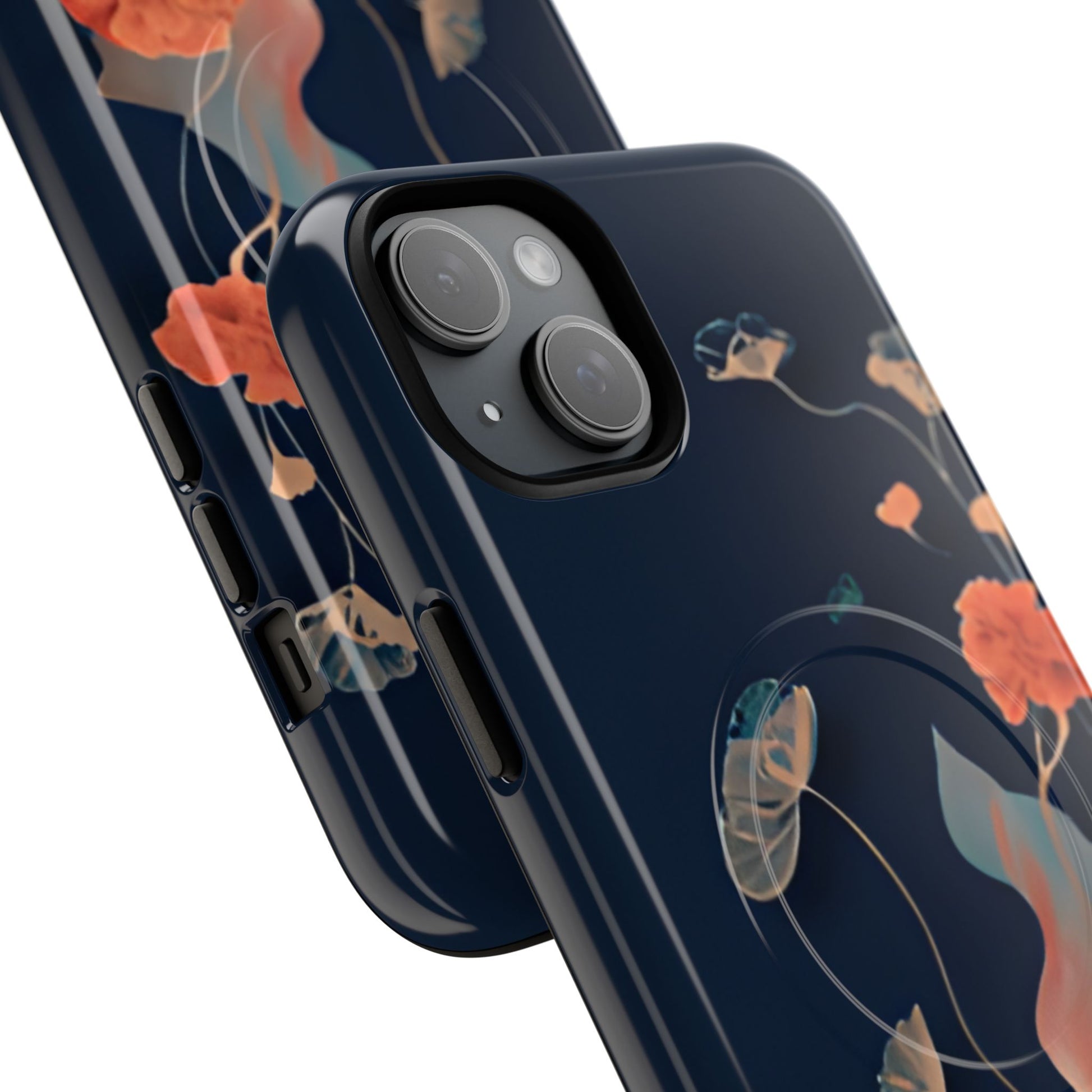 Lotus Reverie - Elegant Artistic Floral iPhone 15 Plus MagSafe Phone Case - Painterly Lotus Blossom Design