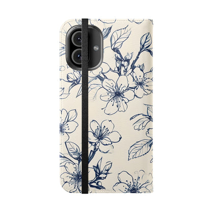 Blossom Sketch - Minimalist Floral Flip Phone Case for iPhone