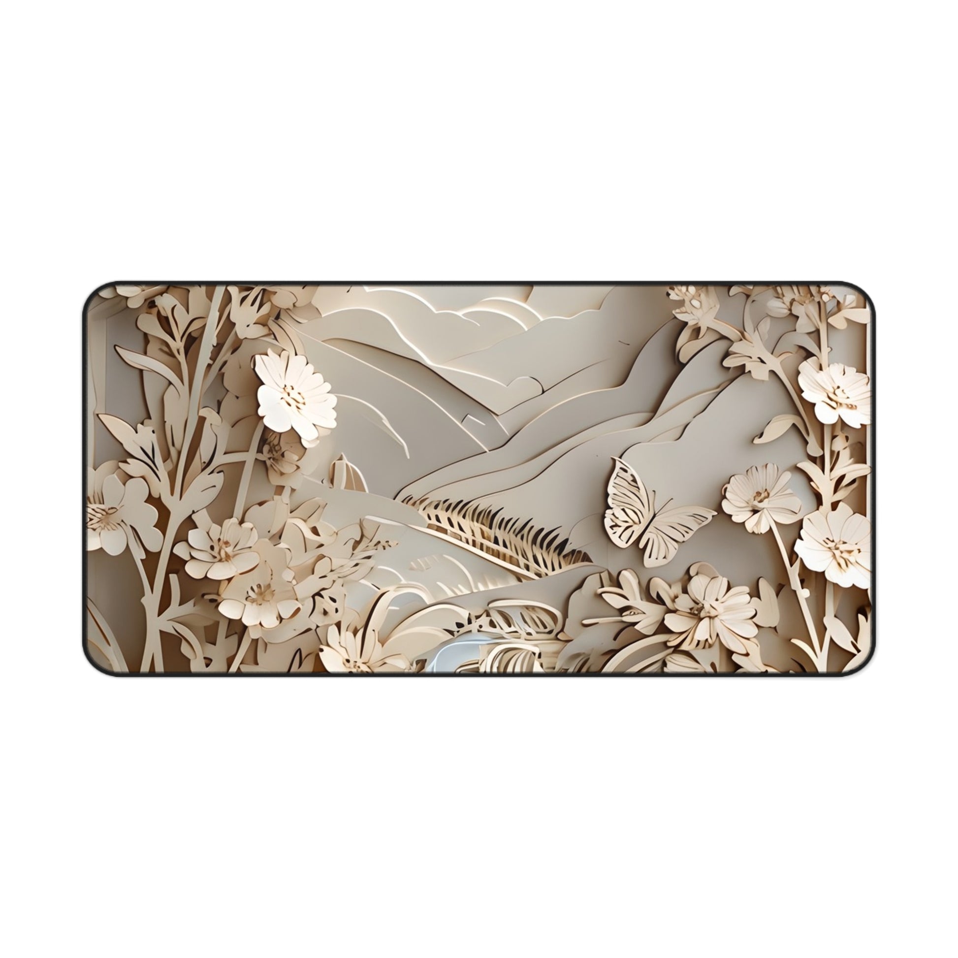 Moonlit Garden Desk Mat - Premium Office Desk Pad, 3 Sizes Available, Textured Illusion on a Smooth Surface