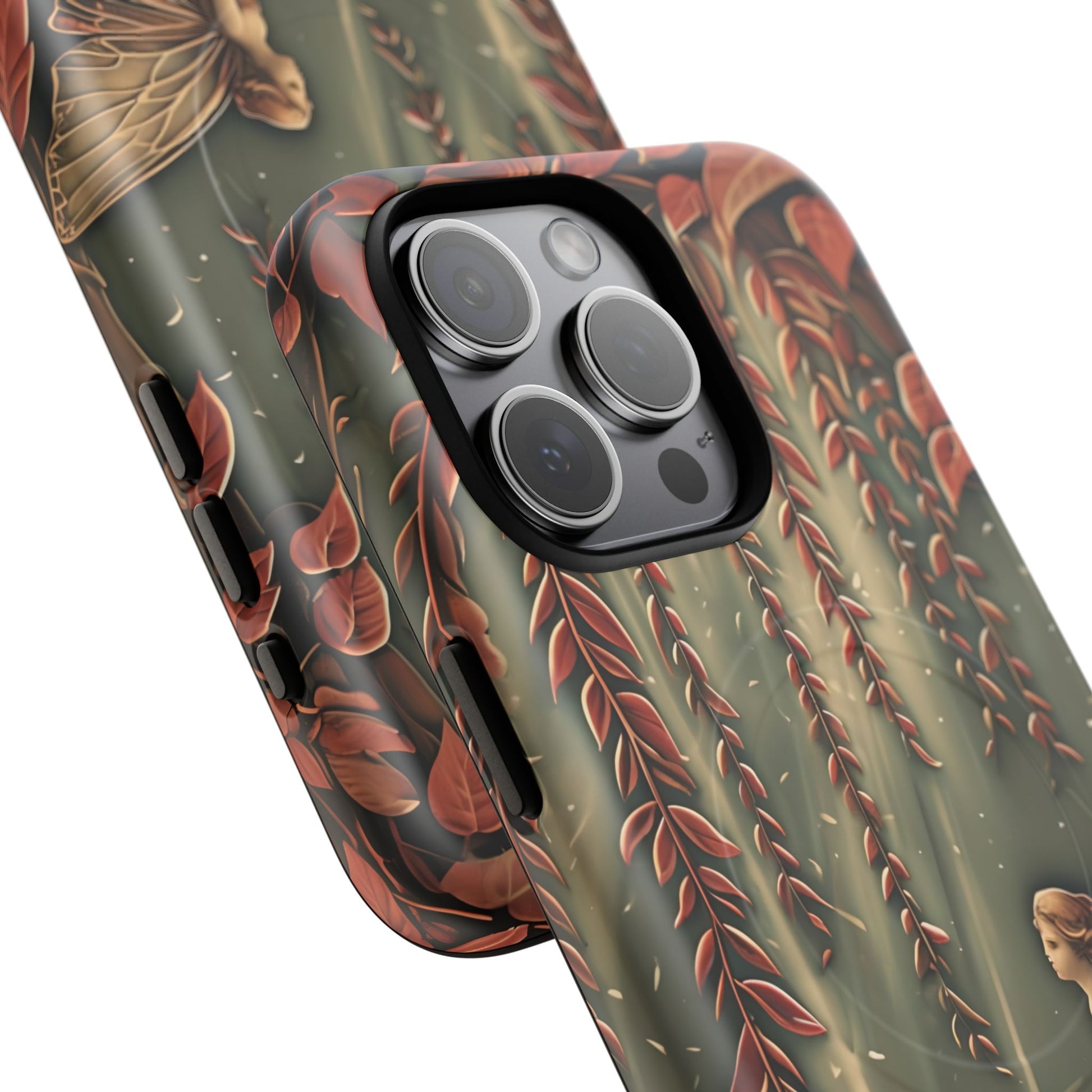 Willow Whisper - Tranquil Nature Art iPhone 15 Pro Max MagSafe Phone Case - Serene Willow Tree & Meditative Figure Design