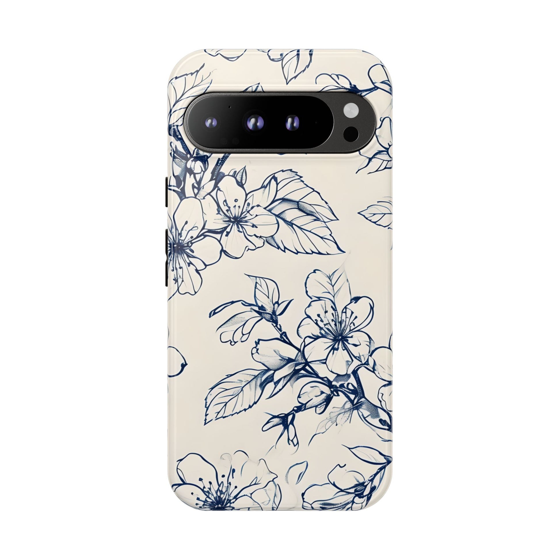 Blossom Sketch - Artistic Blue Floral Google Pixel 9 Pro XL - Tough Phone Case - Hand-Drawn Botanical Design