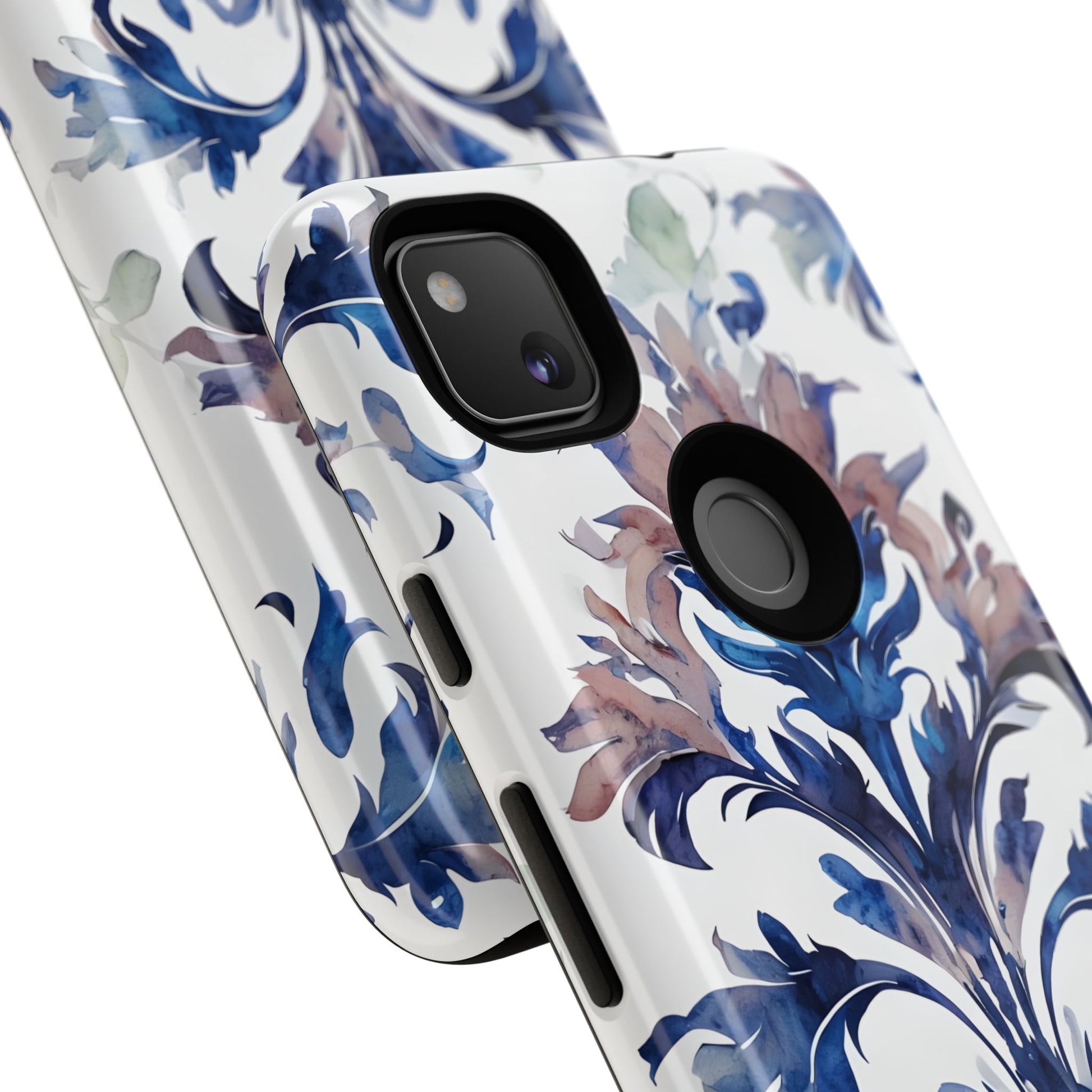 Delft Reverie - Elegant Blue & White Google Pixel 4a Tough Phone Case - Dutch Delftware-Inspired Floral Design