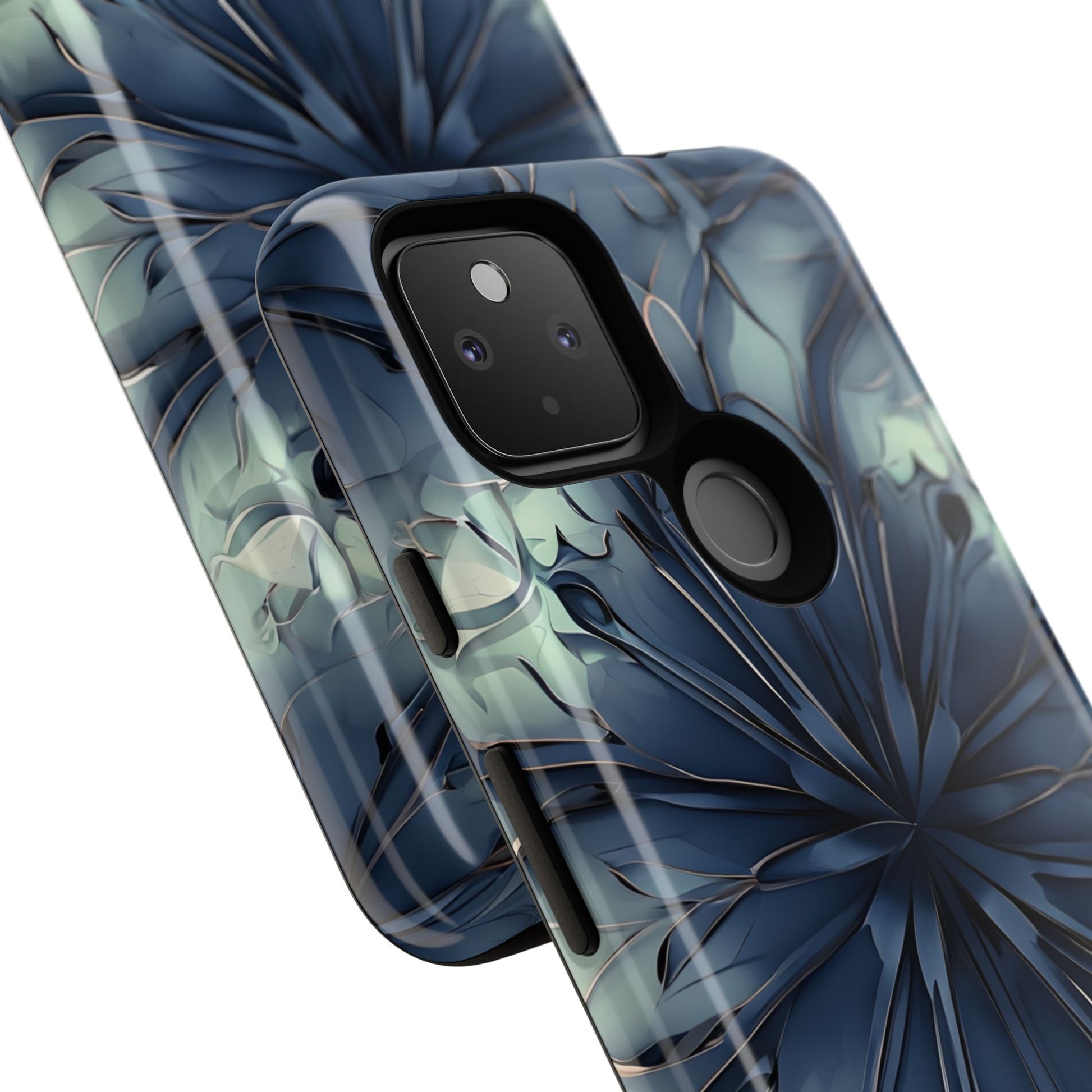 Indigo Mosaic - Artistic Kaleidoscope Collection Artistic Floral - Google Pixel 4a 5G Tough Phone Case - Bold Blue Symmetrical Design