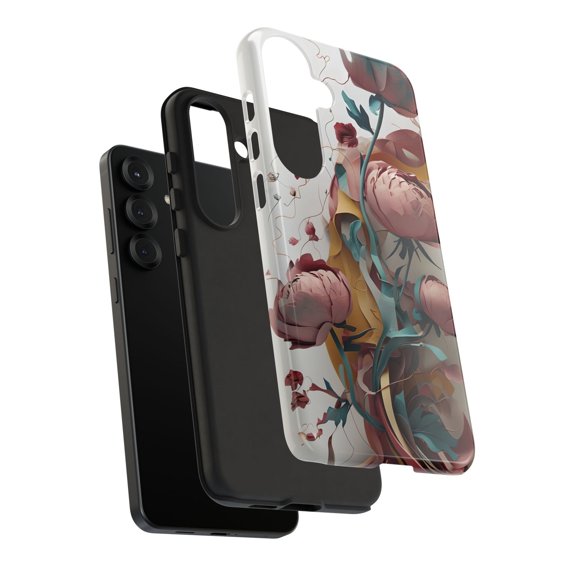 Blushing Peony Veil - Elegant Painterly Floral Samsung Galaxy S25 Plus Tough Phone Case - Soft Blush & Teal Peony Design