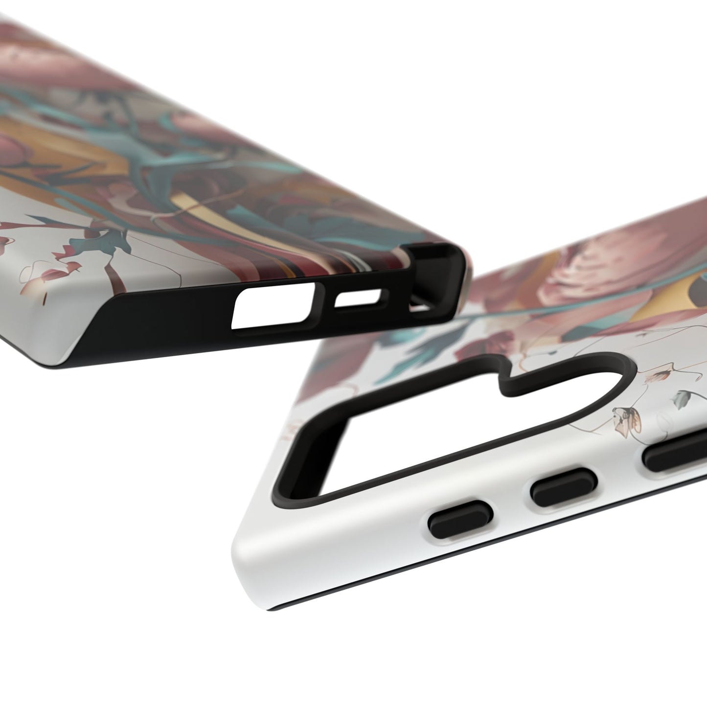 Blushing Peony Veil - Elegant Painterly Floral Samsung Galaxy Tough Phone Case - Soft Blush & Teal Peony Design