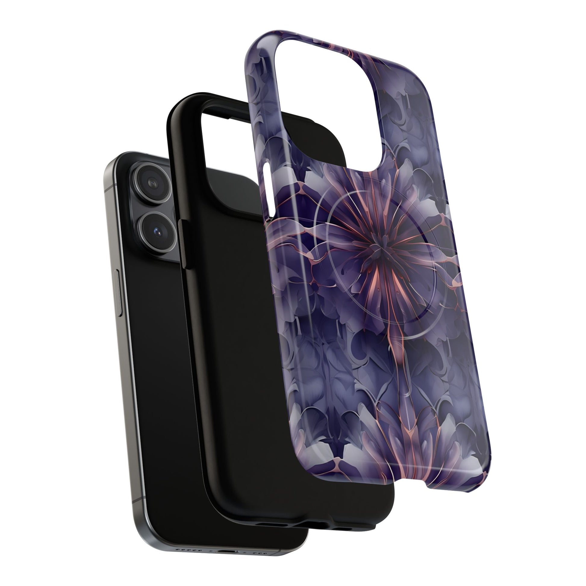 Twilight Tapestry - iPhone 15 Pro MagSafe Phone Case - Purple Kaleidoscope Design
