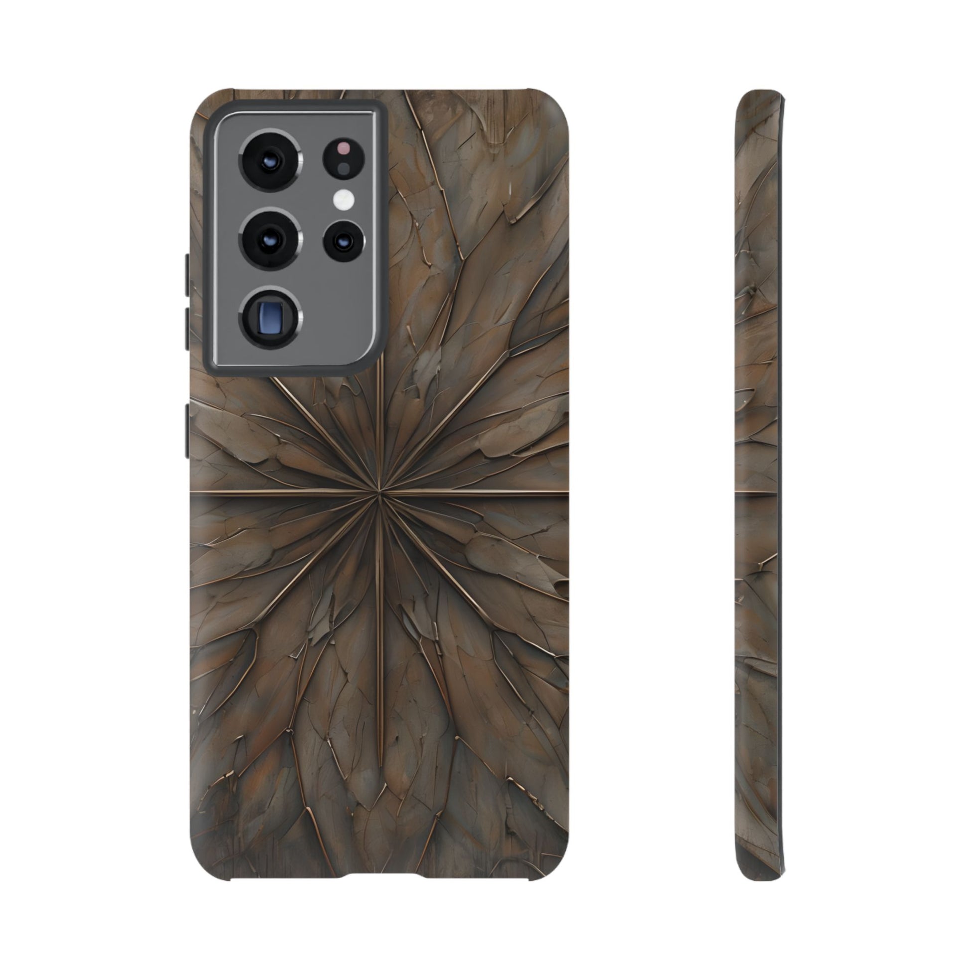 Earthstone Mandala - Kaleidoscope Collection Artistic Taupe Burst - Samsung Galaxy S21 Ultra Tough Phone Case