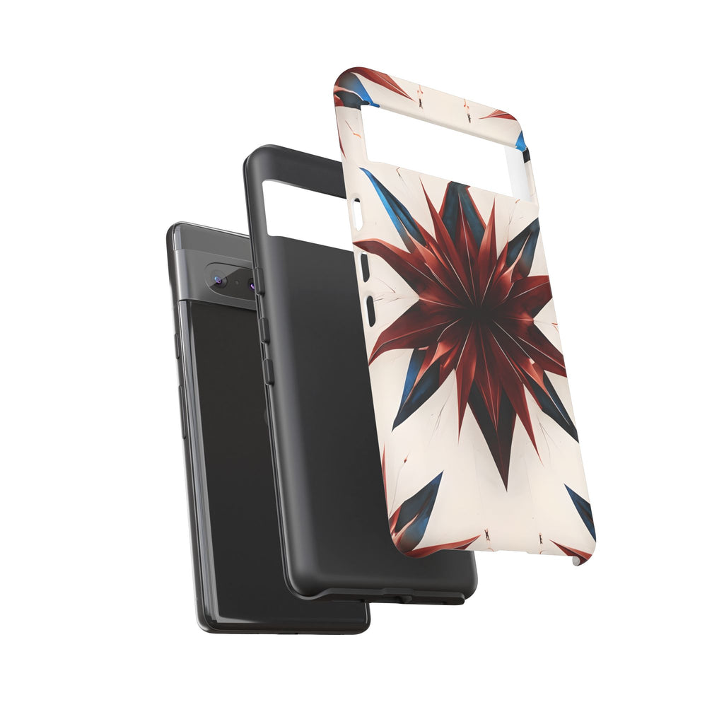 Garnet Starburst - Kaleidoscope Collection Gemstone Floral - Google Pixel 7 Tough Phone Case - Floral Burst Design