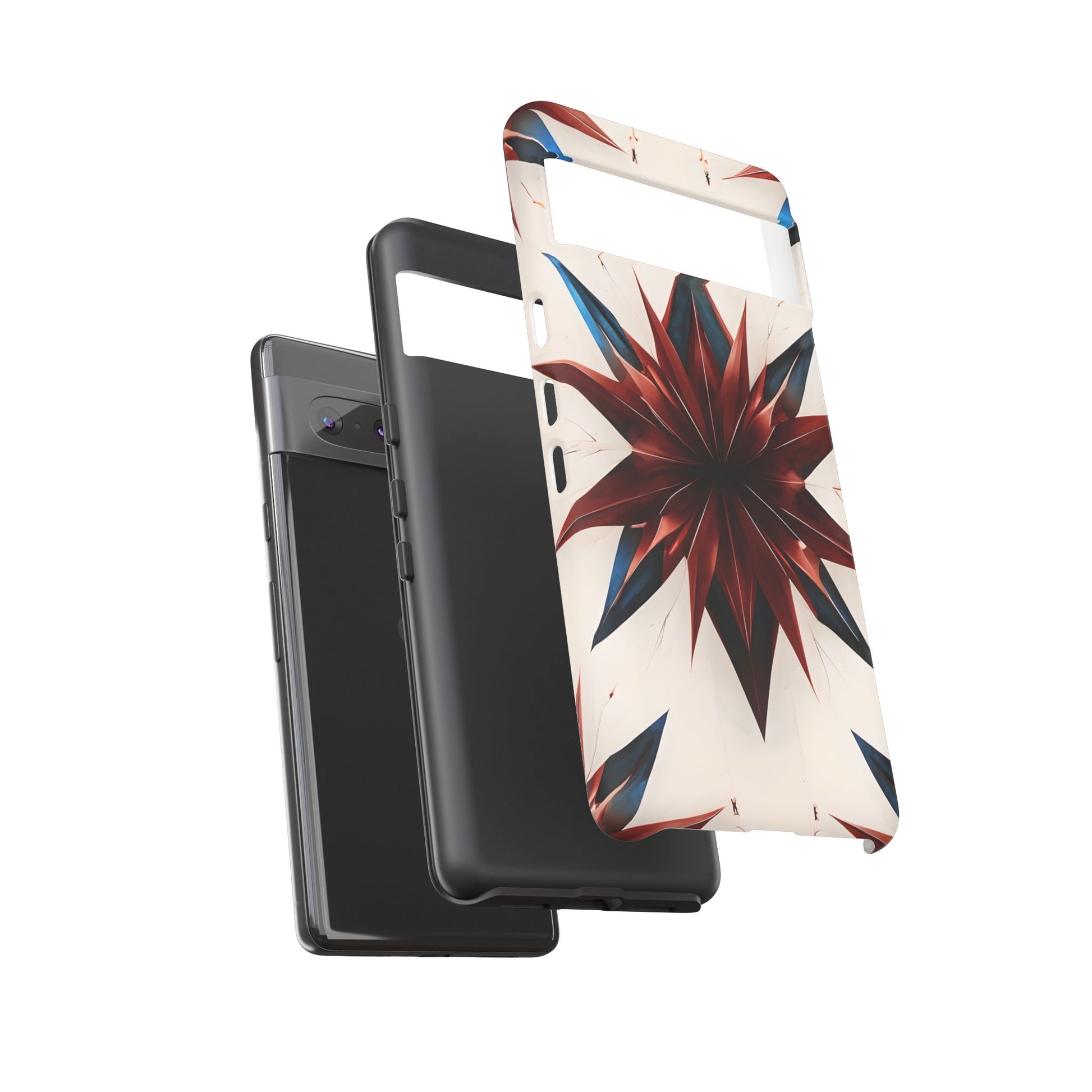 Garnet Starburst - Kaleidoscope Collection Gemstone Floral - Google Pixel 7 Tough Phone Case - Floral Burst Design