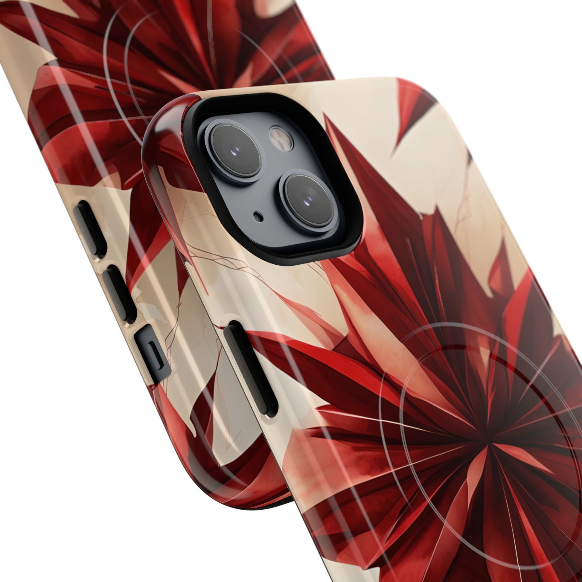 Ruby Compass iPhone 14 Plus MagSafe Phone Case - Bold Red Modern Design