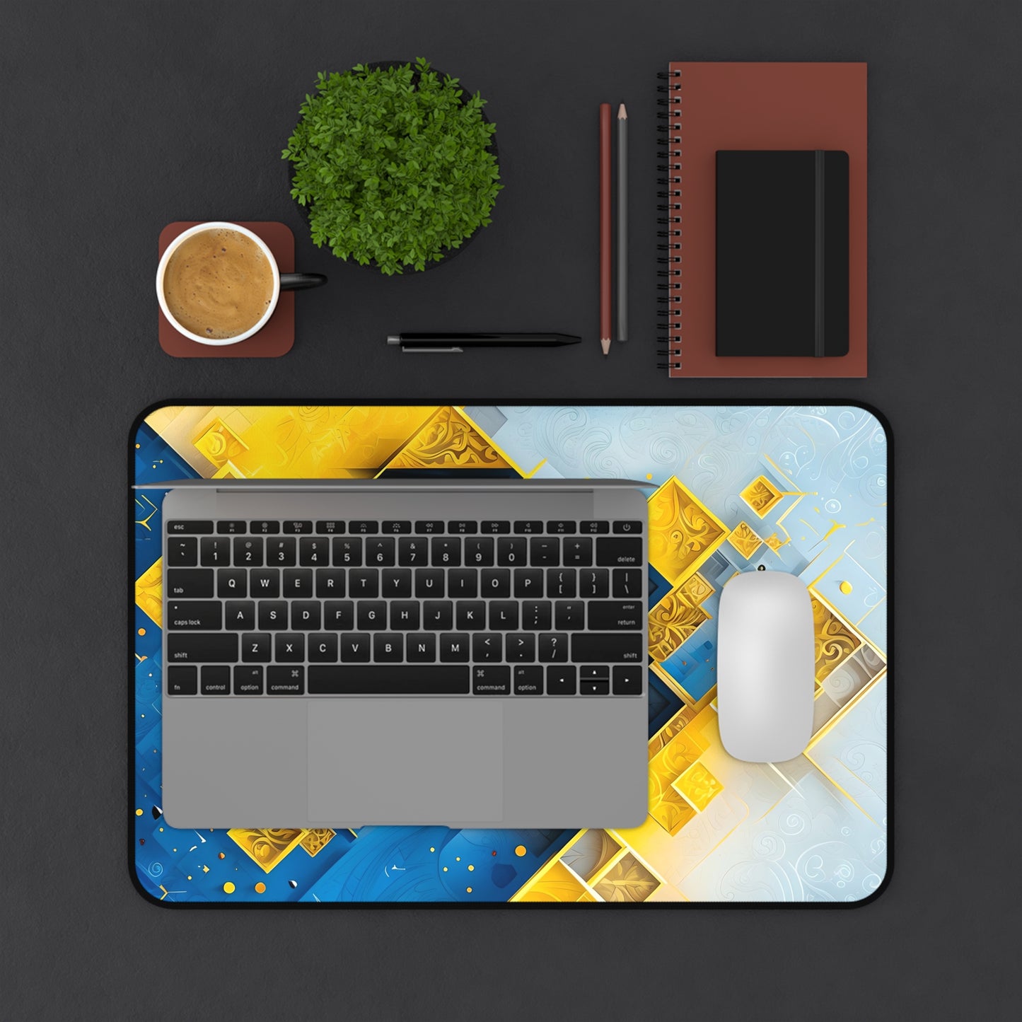 Golden Ascent Desk Mat - Premium Office Desk Pad, 3 Sizes Available, Artistic Workspace Protection