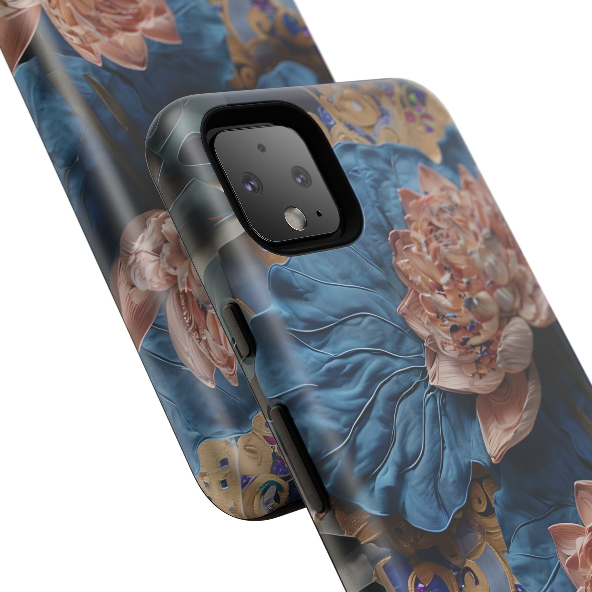 Peony Midnight Tapestry - Google Pixel 4XL - Elegant Blue & Blush Artful Phone Cover