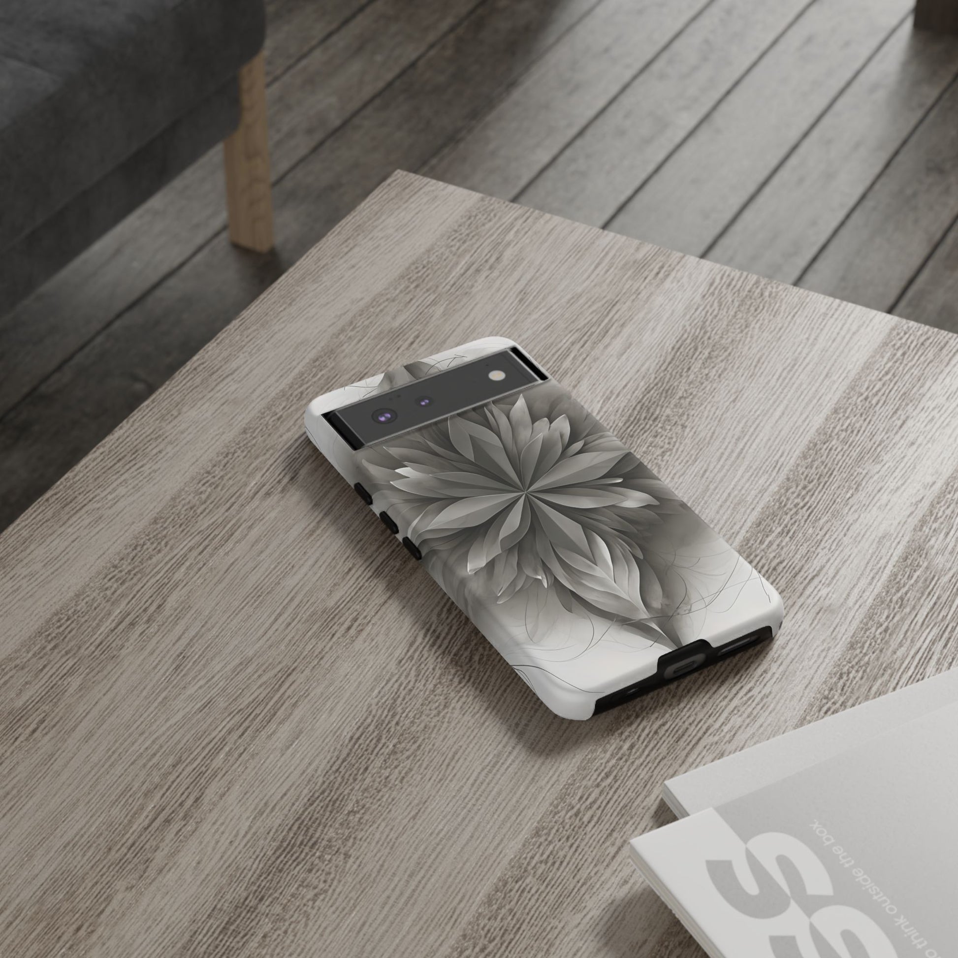 Silver Lotus - Elegant Monochrome Floral Google Pixel 6 Tough Phone Case - Modern Lotus Design
