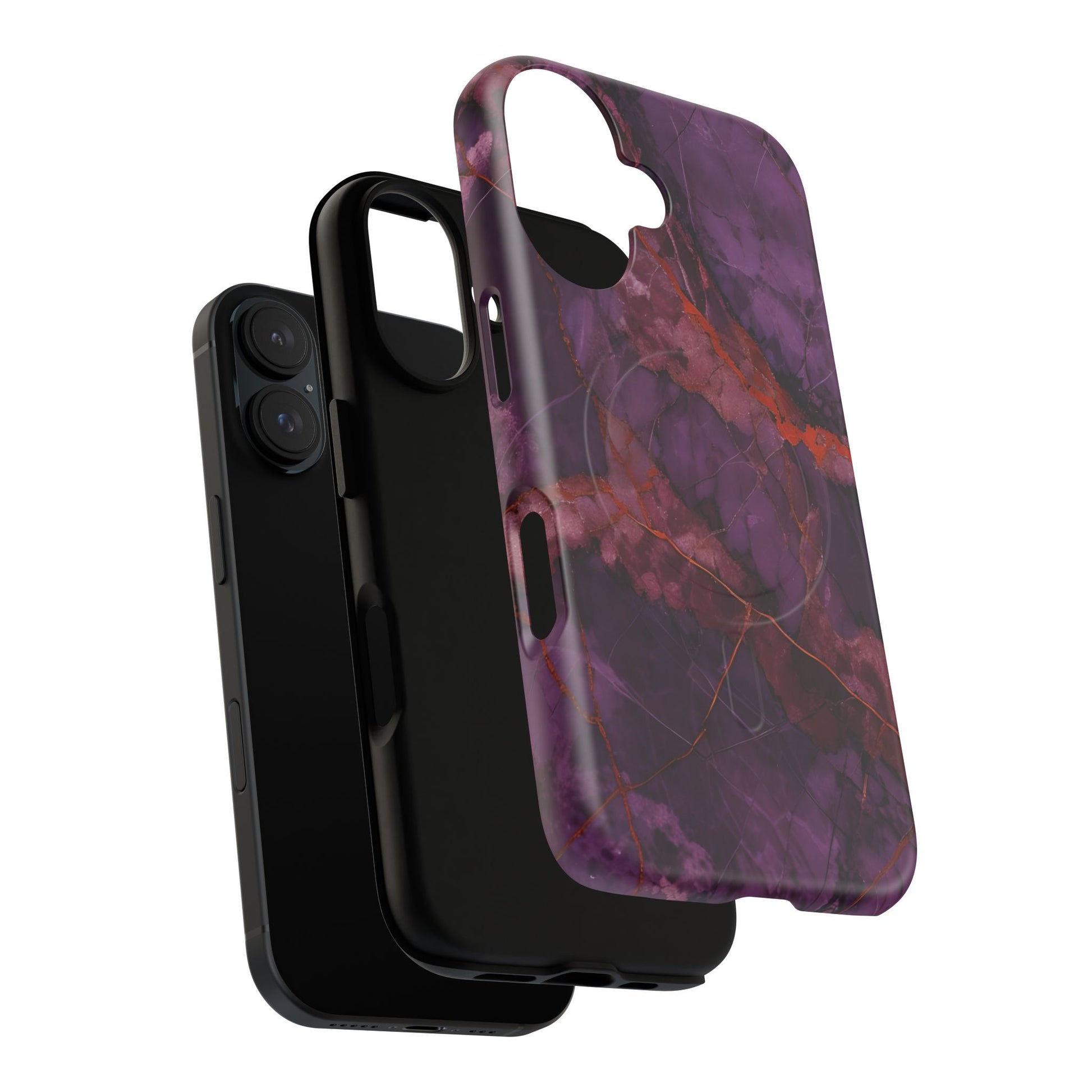Amethyst Current - Kaleidoscope Collection Artistic Floral Burst - iPhone 16 MagSafe Phone Case - Bold Purple Symmetrical Design
