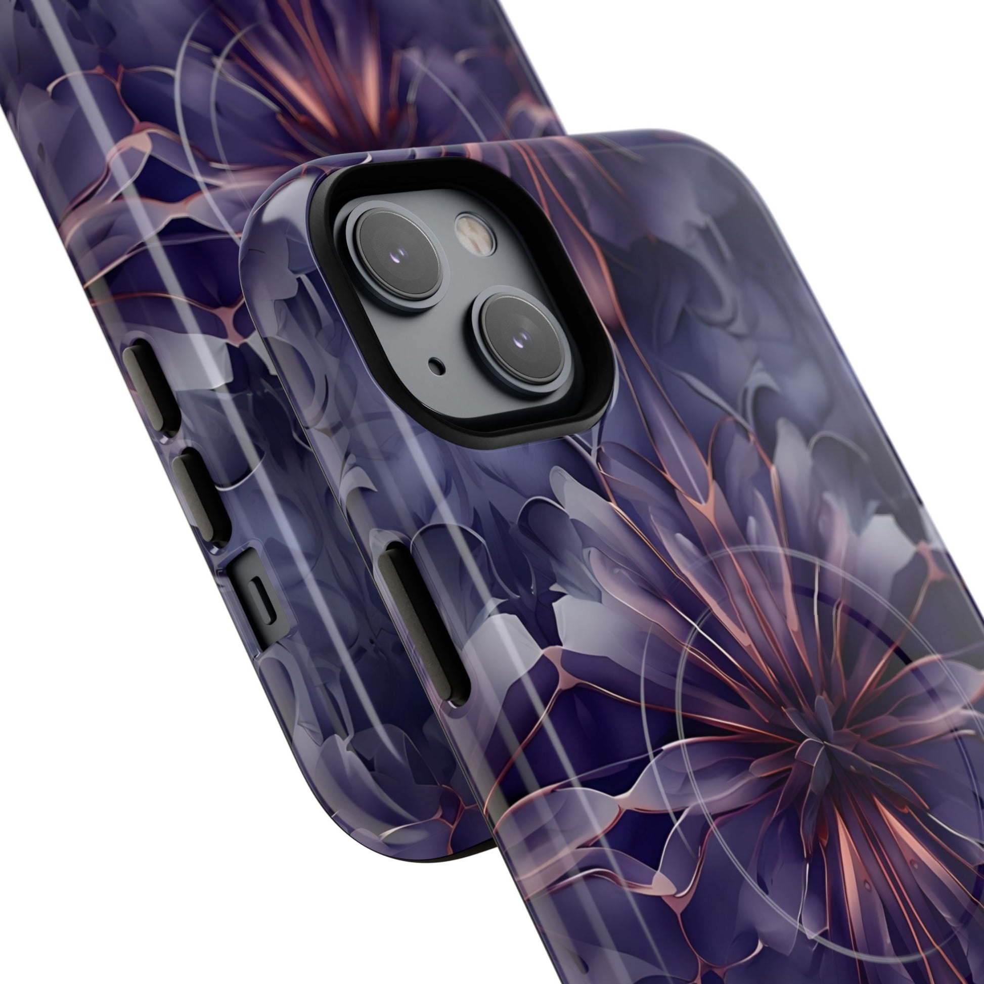 Angled view of Twilight Tapestry iPhone MagSafe protective phone case
