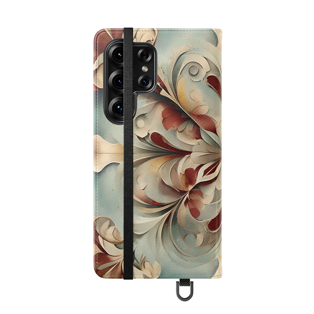 Vintage Baroque Blossom Wallet Phone Case - Elegant Floral Flip Cover for Samsung Galaxy S25 Ultra