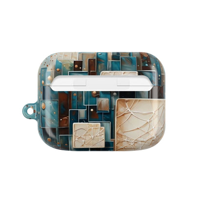 Architectural Drift AirPods Case - Modern Geometric Teal & Parchment Design for Gen 1, 2, 3, Pro Gen 1 & 2