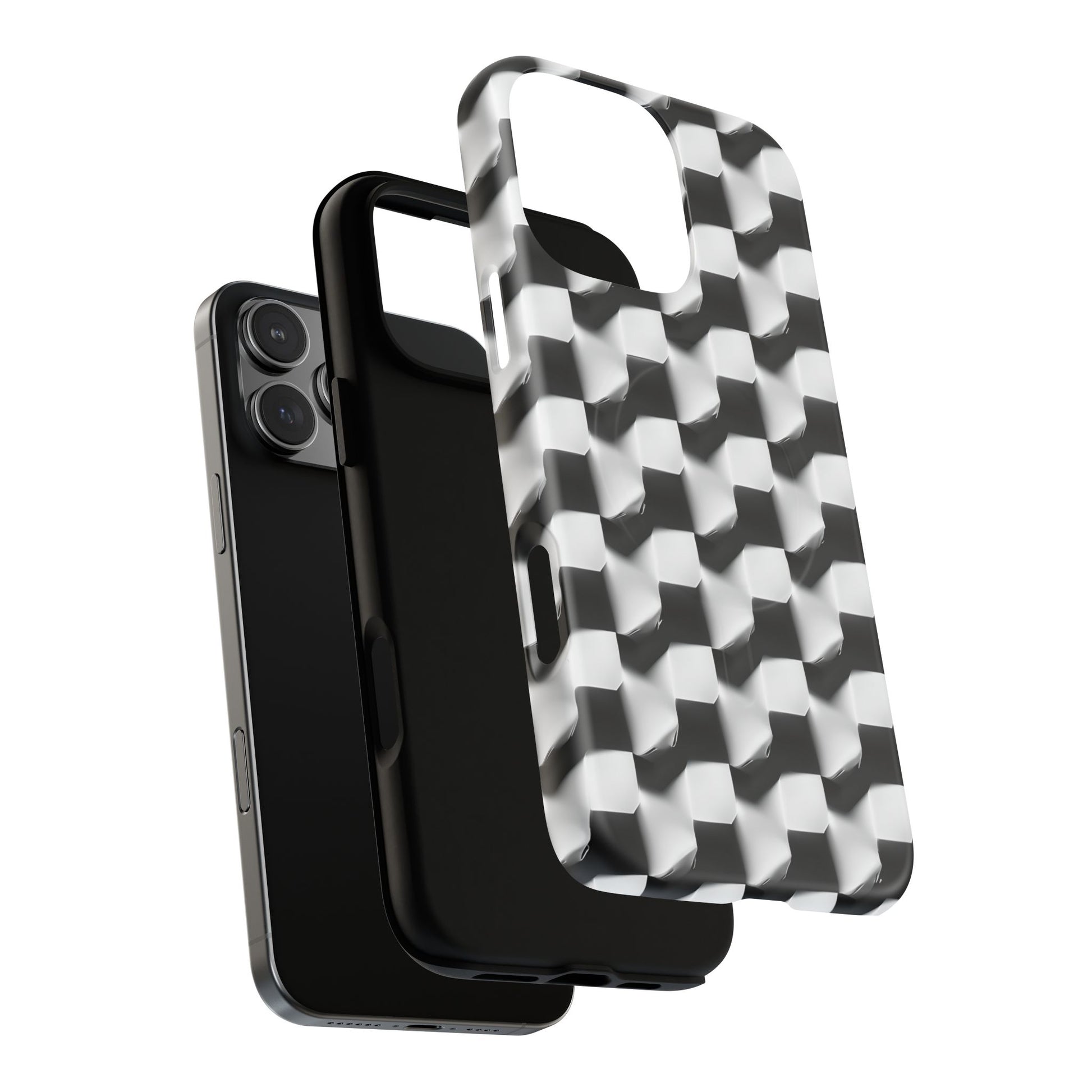 Monochrome Grid - iPhone 16 Pro Max MagSafe Phone Case - Bold, Modern Black & White Design