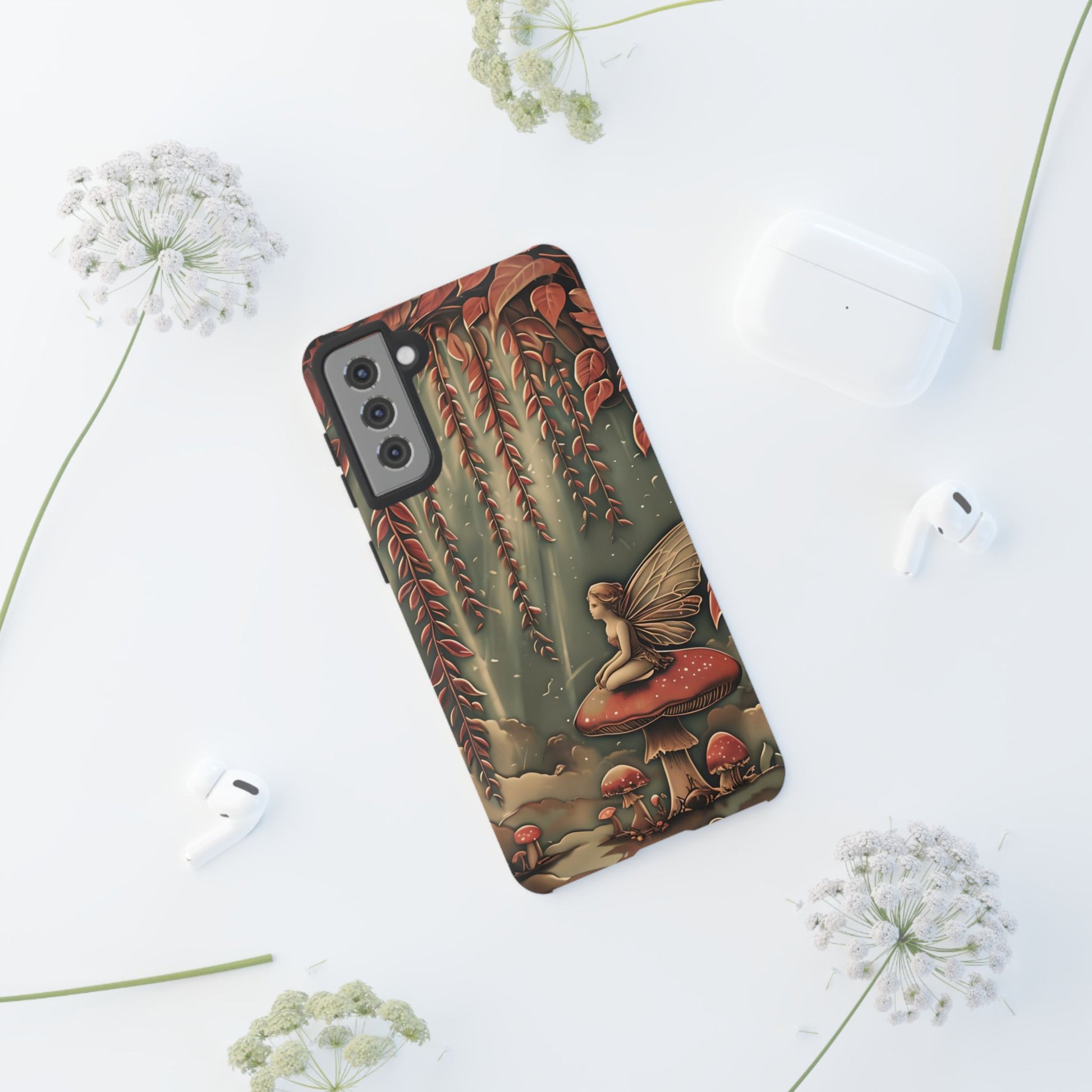 Willow Whisper - Tranquil Nature Art Samsung Galaxy S21 Plus Tough Phone Case - Serene Willow Tree & Meditative Figure Design