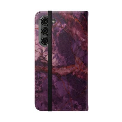 Amethyst Current Wallet Phone Case - Elegant Purple Marble Flip Cover for Samsung Galaxy