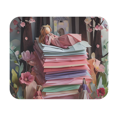 A Good Night's Sleep mouse pad featuring cozy layered textile-inspired artwork