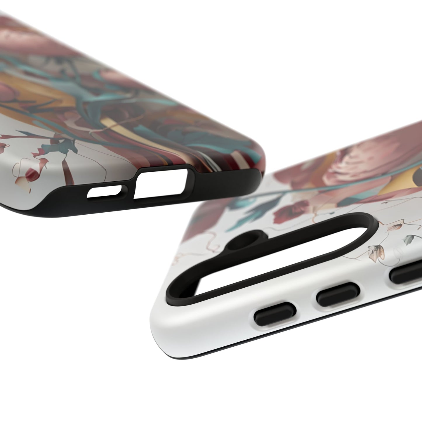 Blushing Peony Veil - Elegant Painterly Floral Samsung Galaxy Tough Phone Case - Soft Blush & Teal Peony Design