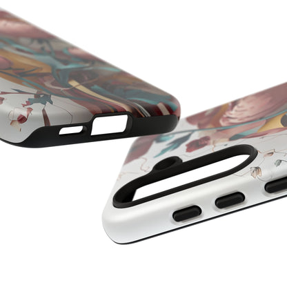 Blushing Peony Veil - Elegant Painterly Floral Samsung Galaxy Tough Phone Case - Soft Blush & Teal Peony Design