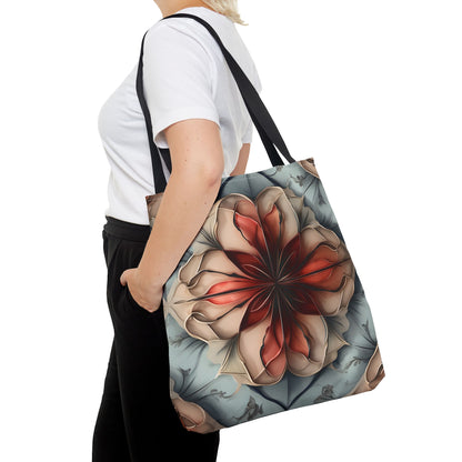 Ember Bloom Canvas Tote Bag (16x16 & 18x18) - Fiery Abstract Eco-Friendly Shopping Bag