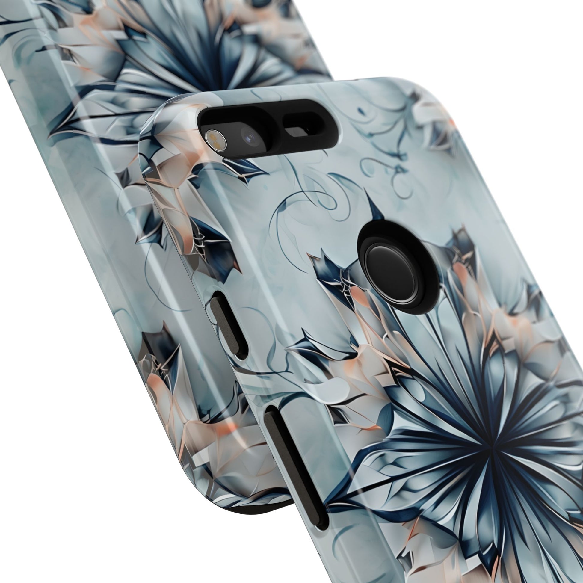 Indigo Mirage - Artistic Kaleidoscope Collection Artistic Floral - Google Pixel XL Tough Phone Case - Bold Indigo Symmetrical Design
