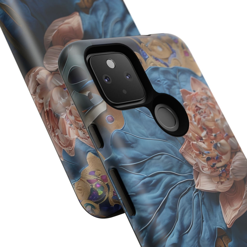 Peony Midnight Tapestry - Google Pixel 4a 5G - Elegant Blue & Blush Artful Phone Cover