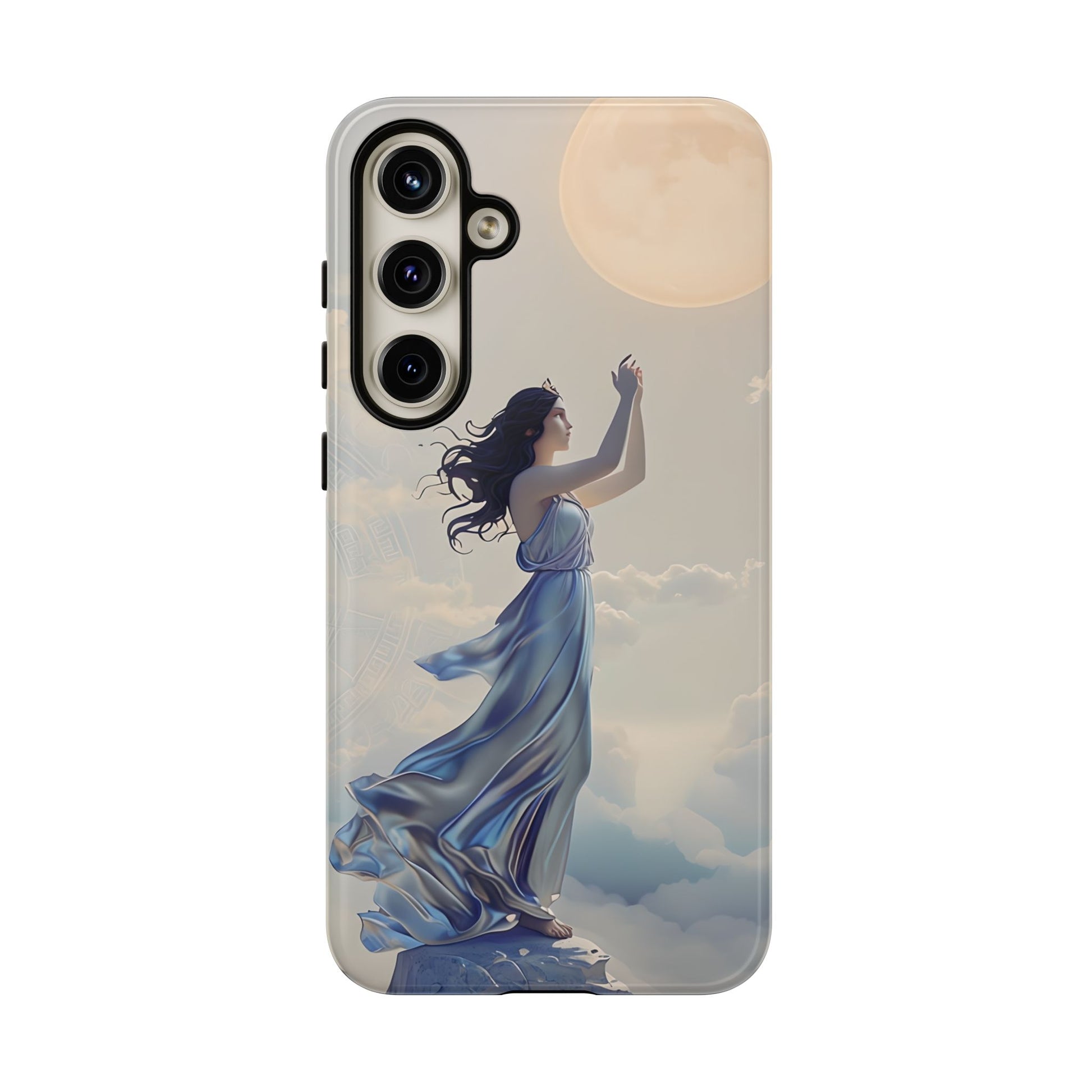 Moonlit Ascend - Ethereal Celestial Art Samsung Galaxy S24 Plus Tough Phone Case - Dreamy Night Sky & Floating Woman Design