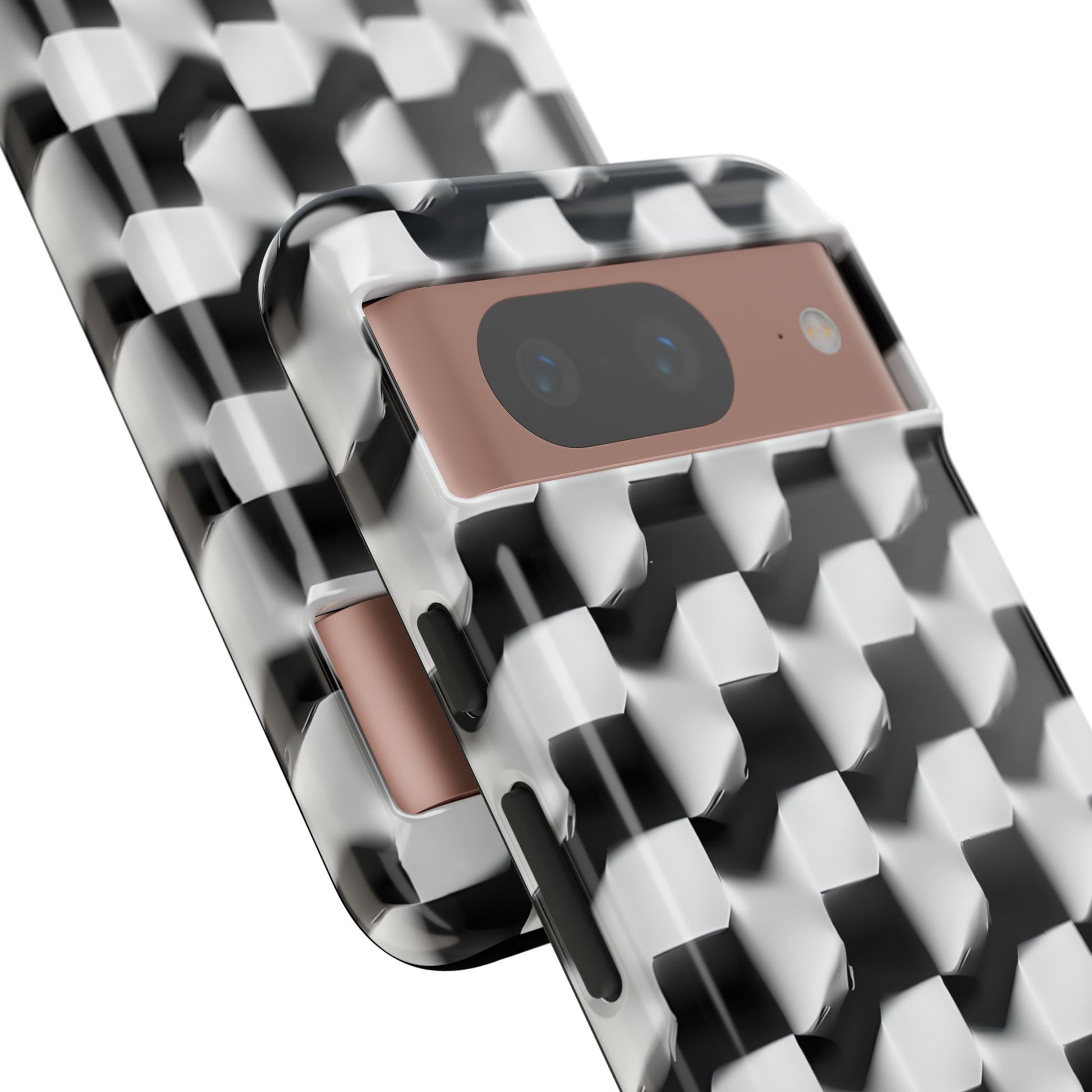 Monochrome Grid Tough Case for Google Pixel 8 - Classic Checkerboard, Black & White, Minimalist Trend