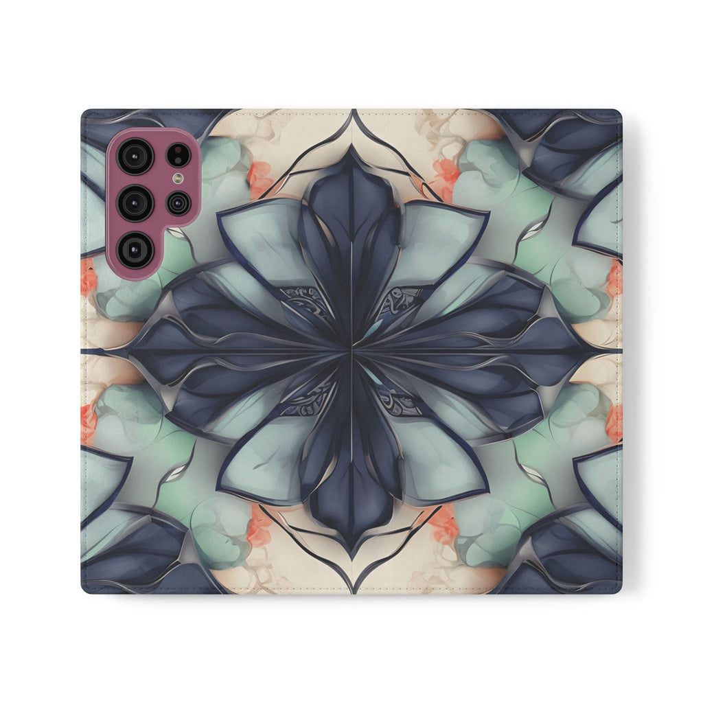 Midnight Mosaic - Abstract Floral Flip Phone Case for Samsung Galaxy S22 Ultra