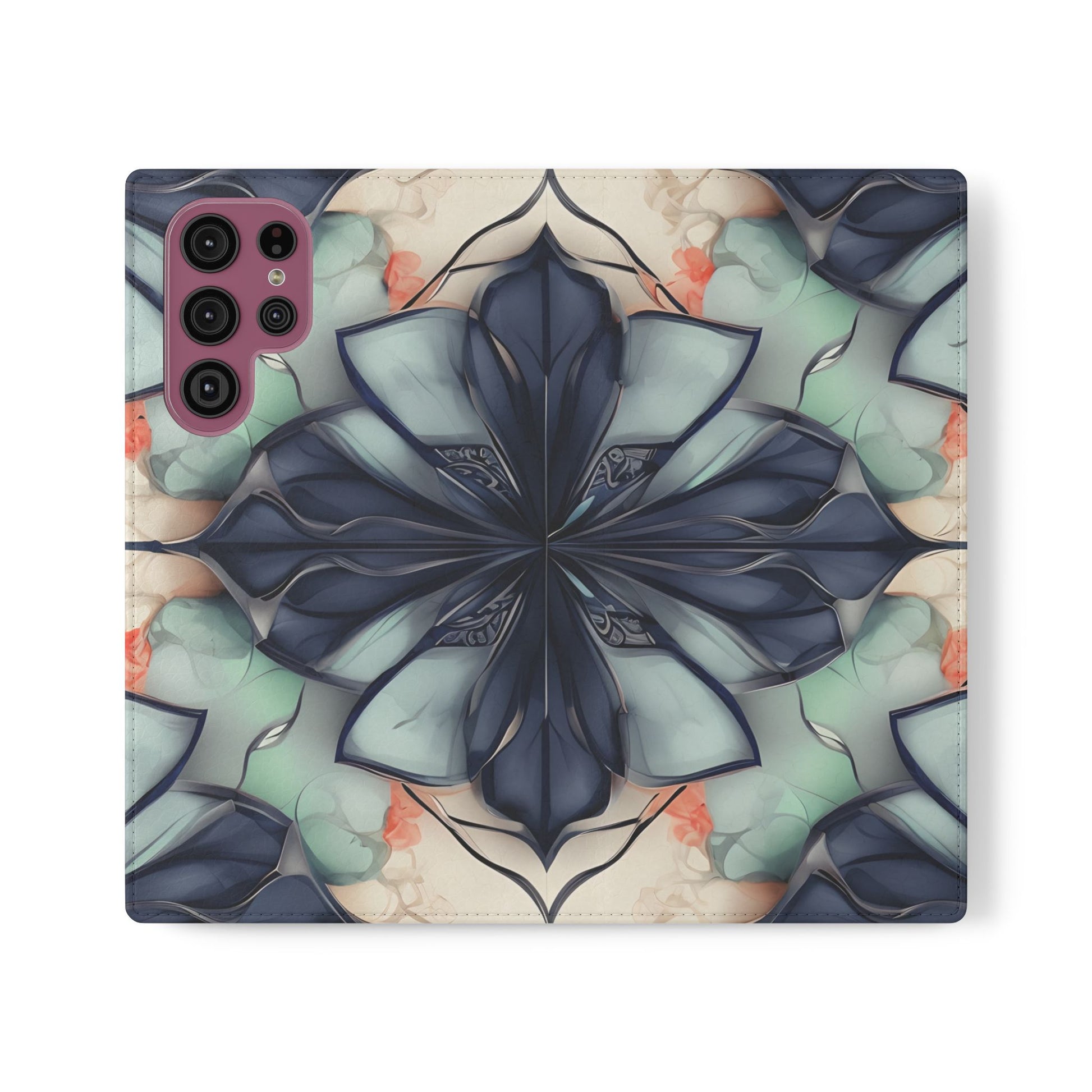 Midnight Mosaic - Abstract Floral Flip Phone Case for Samsung Galaxy S22 Ultra