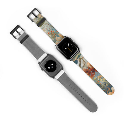 Waterlily Dreamscape Designer Apple Watch Band - Premium Custom Strap for Series 1-9, SE & Ultra - Artistic Vegan Leather