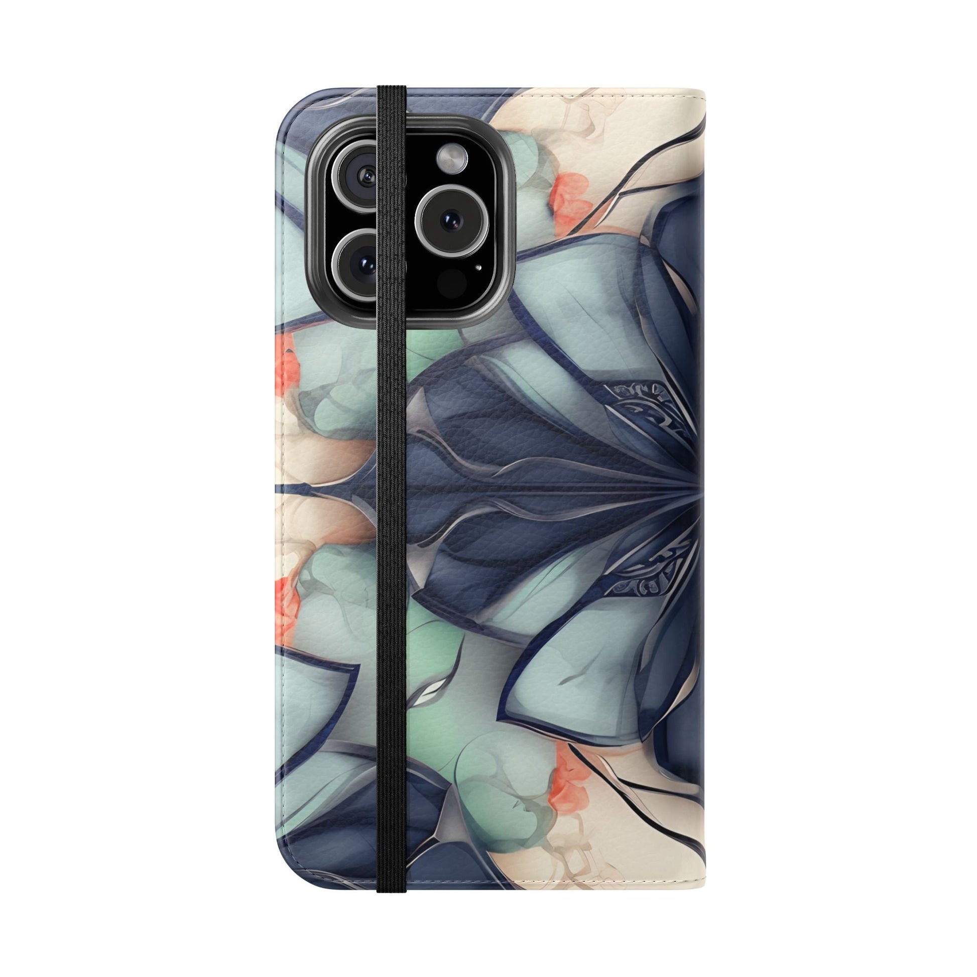 Midnight Mosaic - Abstract Floral Flip Phone Case for iPhone 16 Pro Max